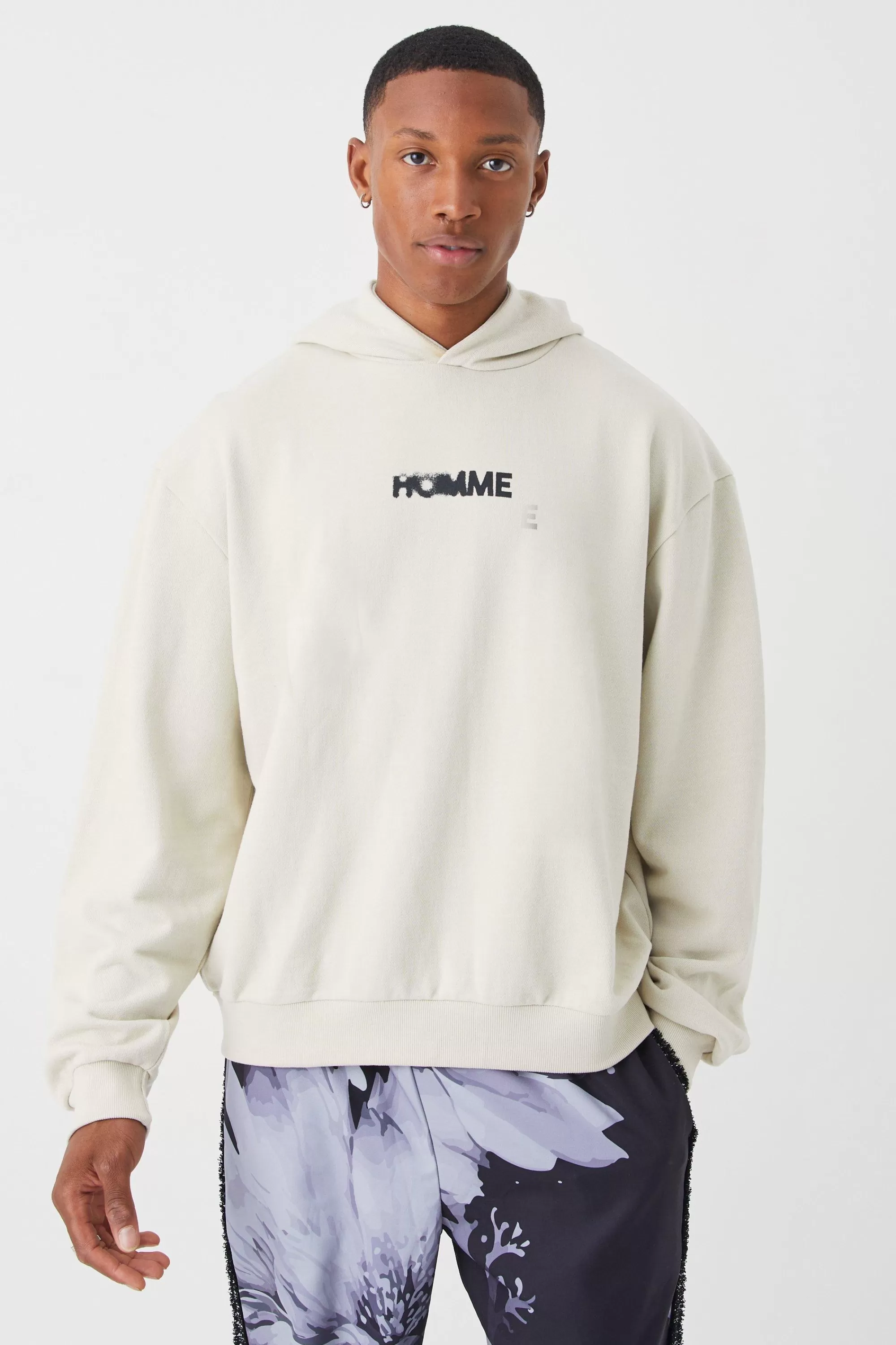 boohooMAN Oversized Boxy Heavyweight Back Graphic Hoodie | UK