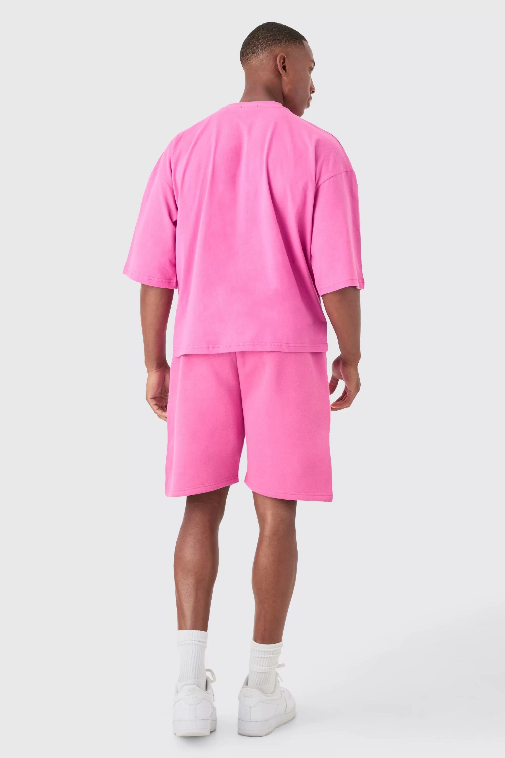 boohooMAN Oversized Boxy Heavyweight Official Applique T-shirt & Short Set | UK