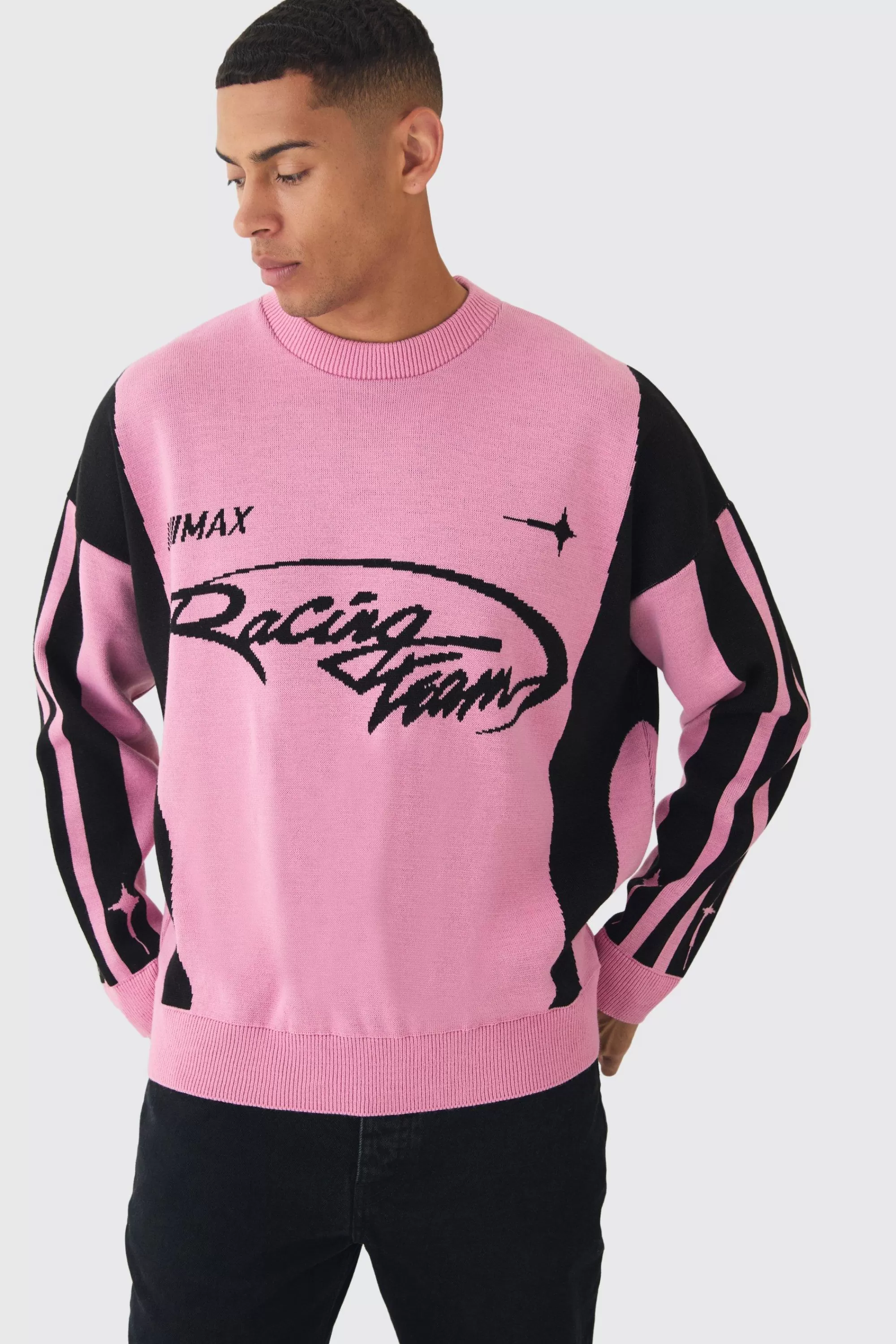 boohooMAN Oversized Boxy Moto Jumper In | UK