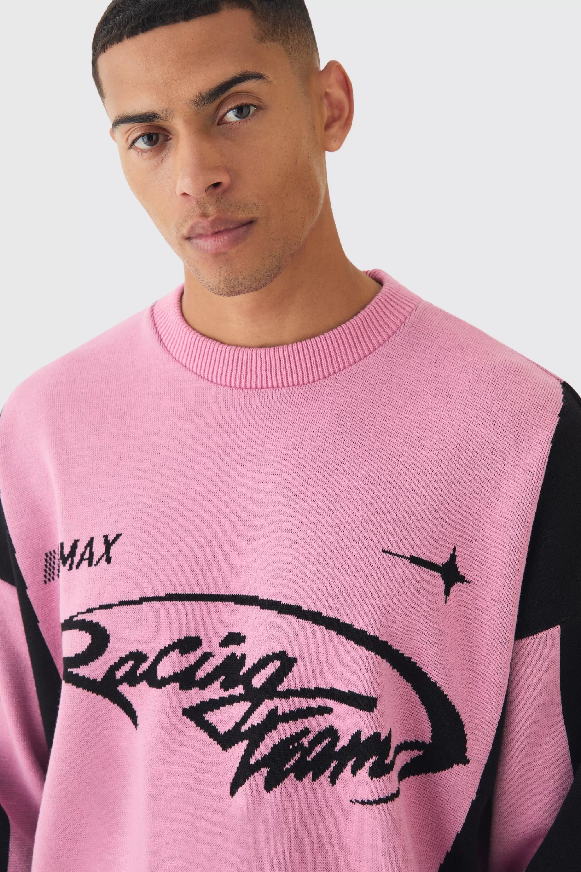 boohooMAN Oversized Boxy Moto Jumper In | UK