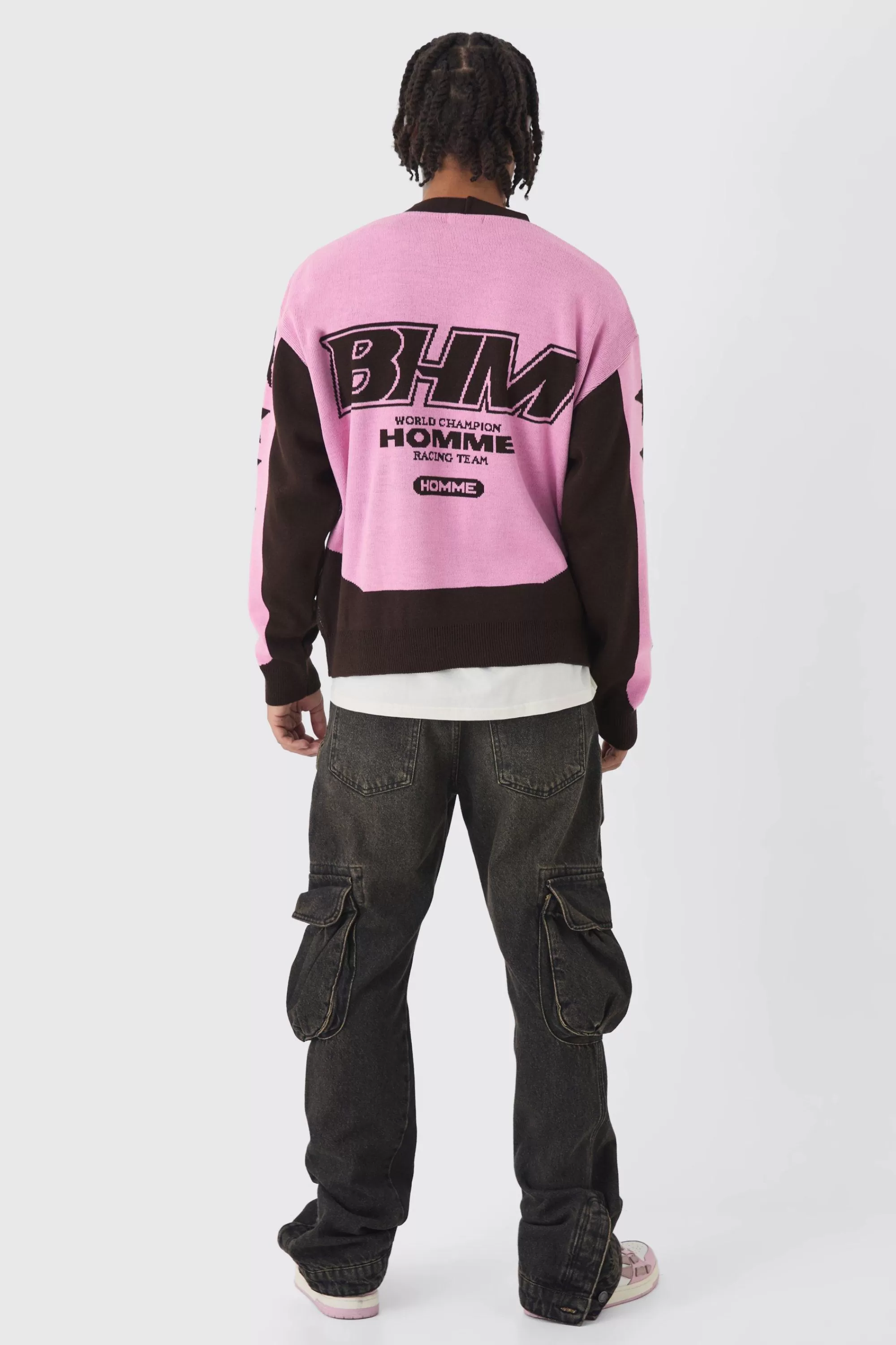 boohooMAN Oversized Boxy Moto Knitted Cardigan | UK