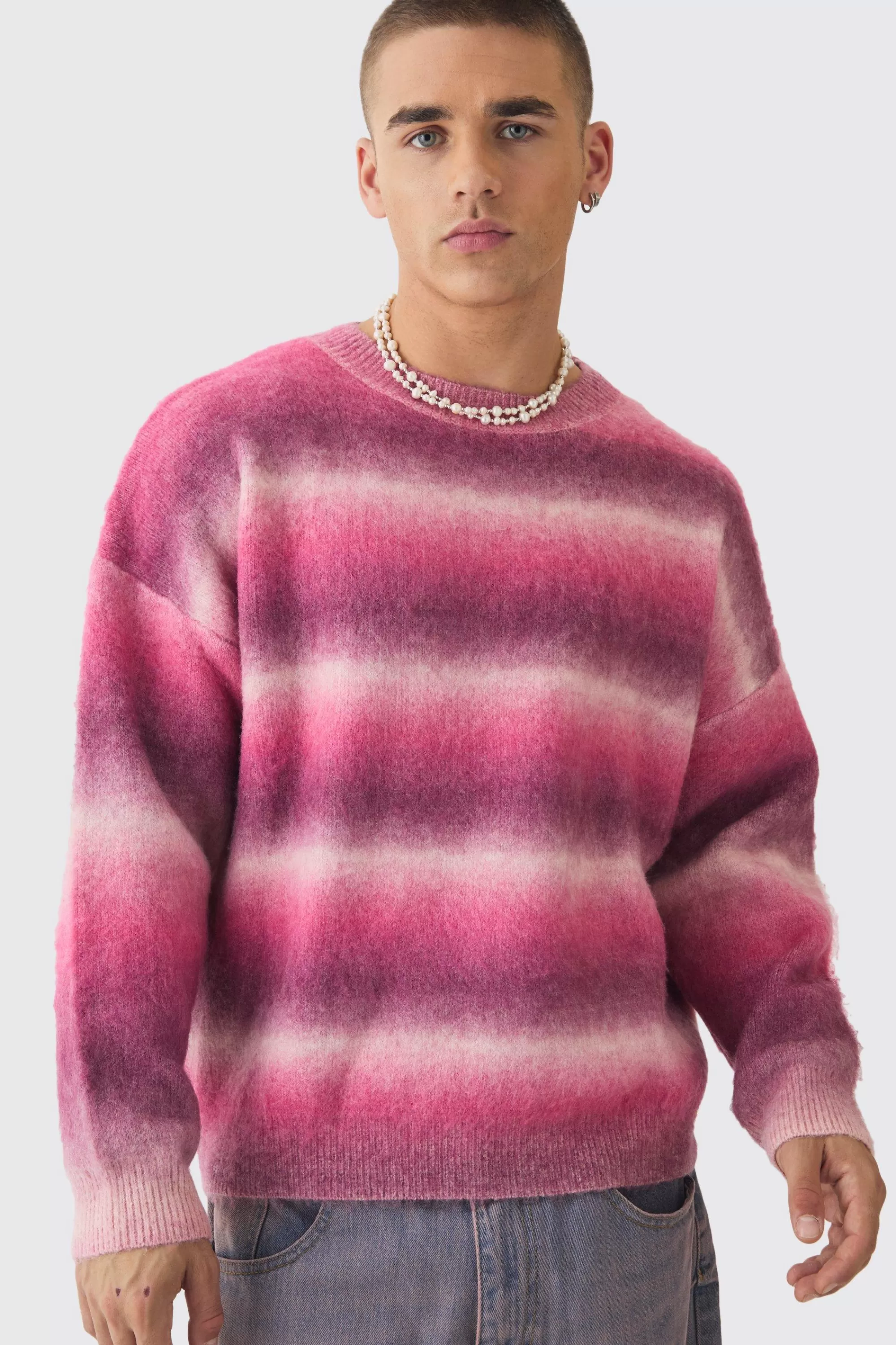 boohooMAN Oversized Boxy Ombre Knitted Jumper | UK