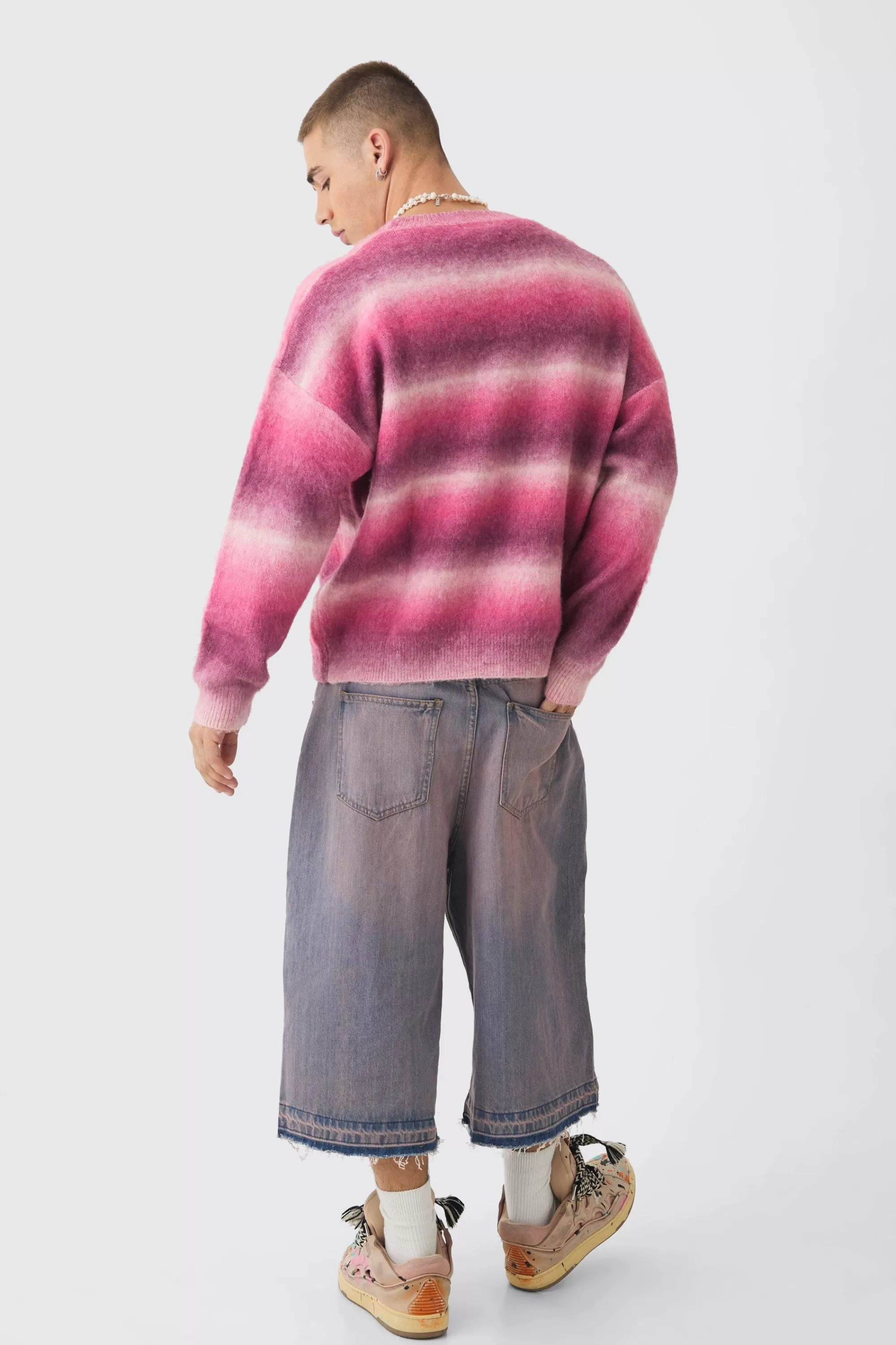 boohooMAN Oversized Boxy Ombre Knitted Jumper | UK