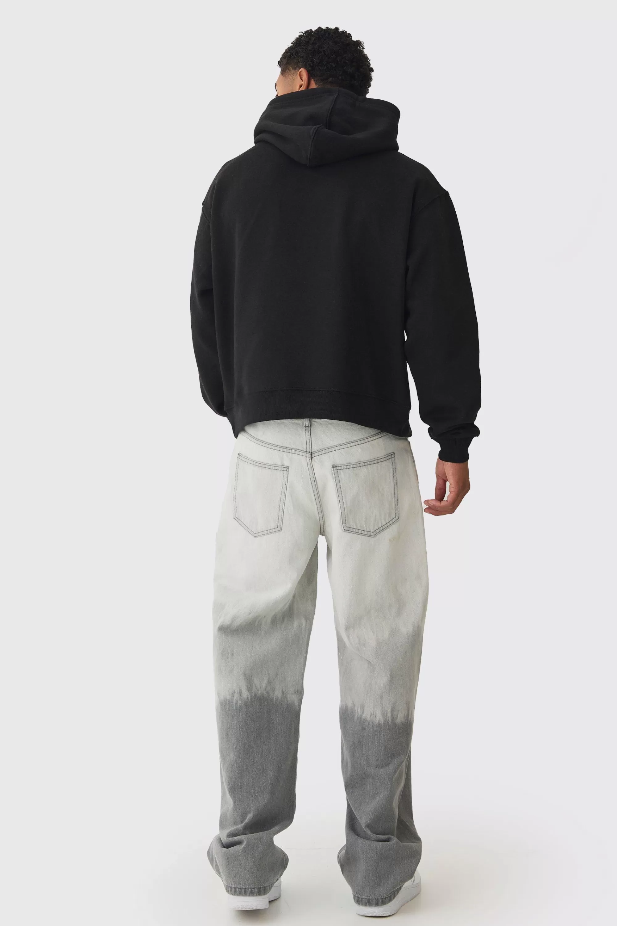 boohooMAN Oversized Boxy Over The Seams Eagle Graphic Hoodie | UK