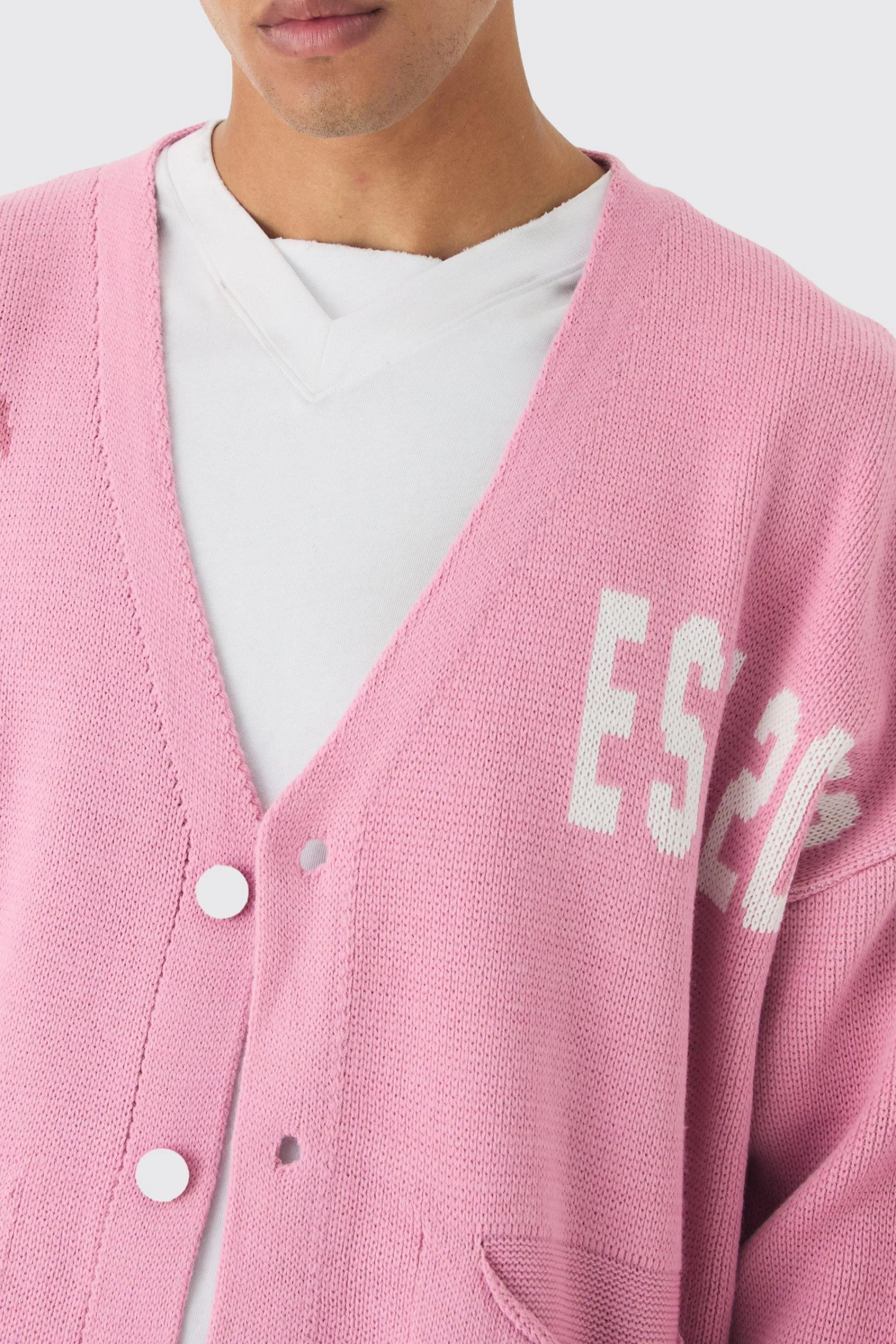boohooMAN Oversized Boxy Palm Graphic Cardigan In | UK