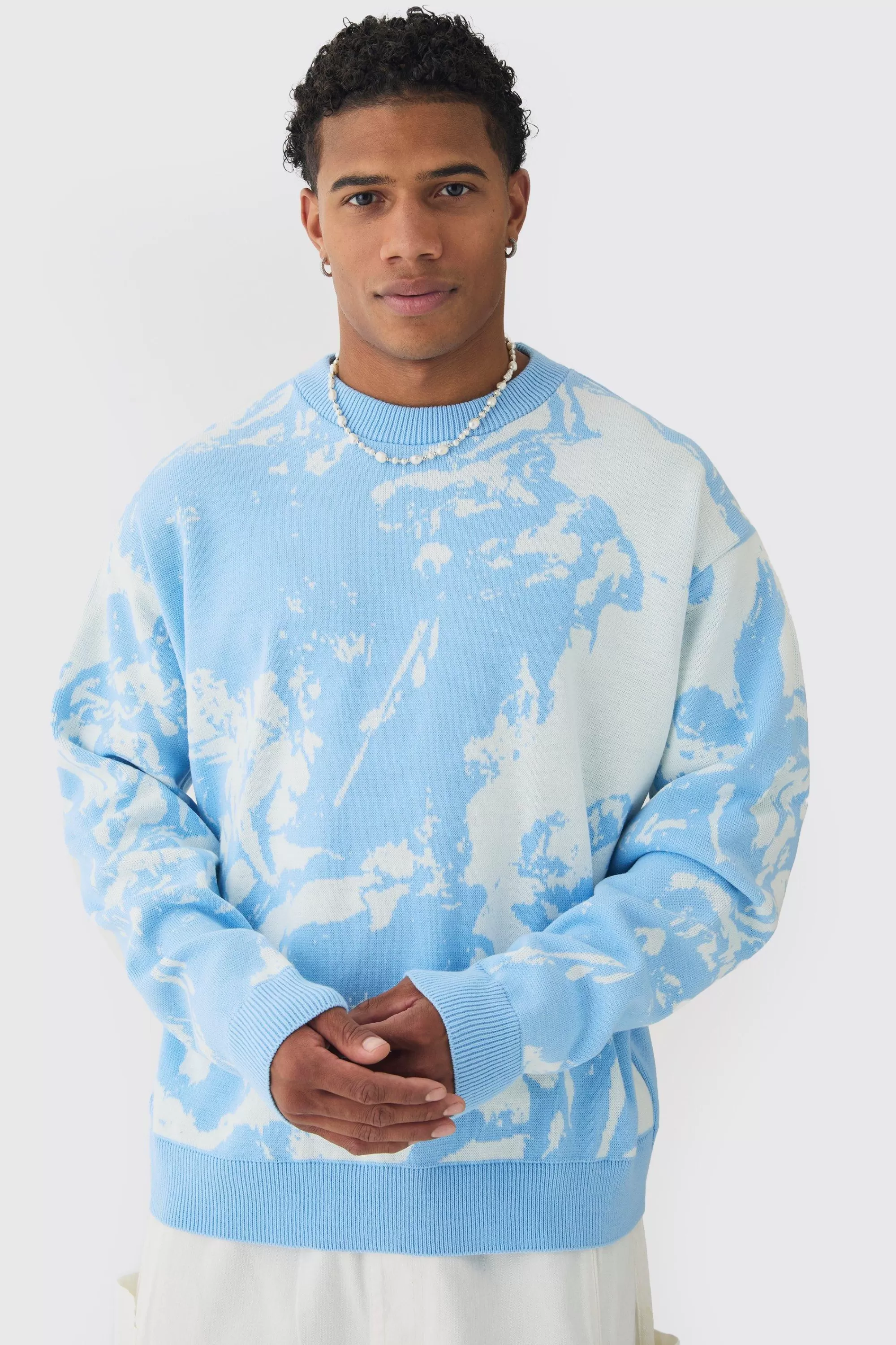 boohooMAN Oversized Boxy Renaissance Graphic Knit Jumper | UK