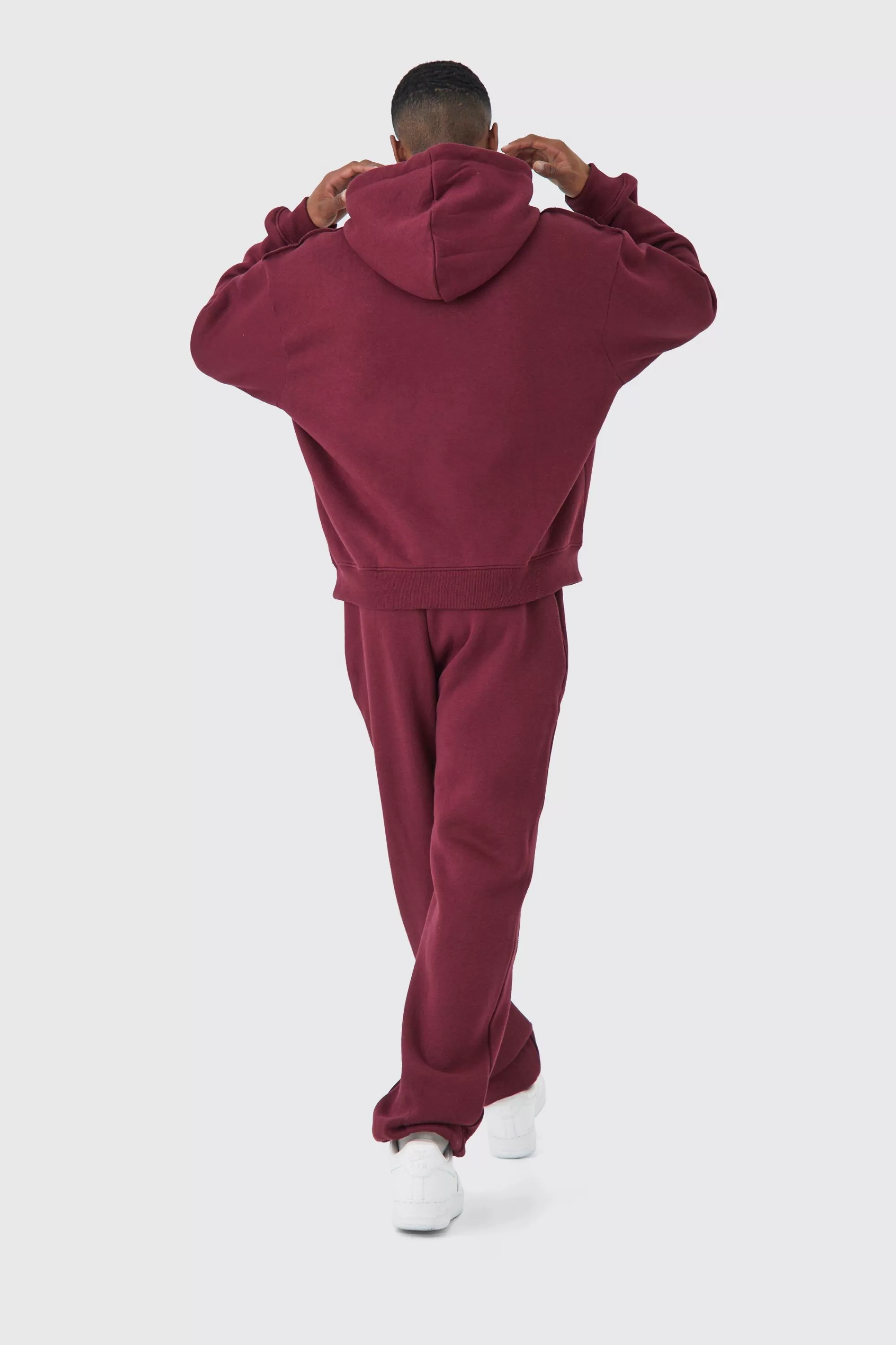 boohooMAN Oversized Boxy Seam Detail Hooded Tracksuit | UK