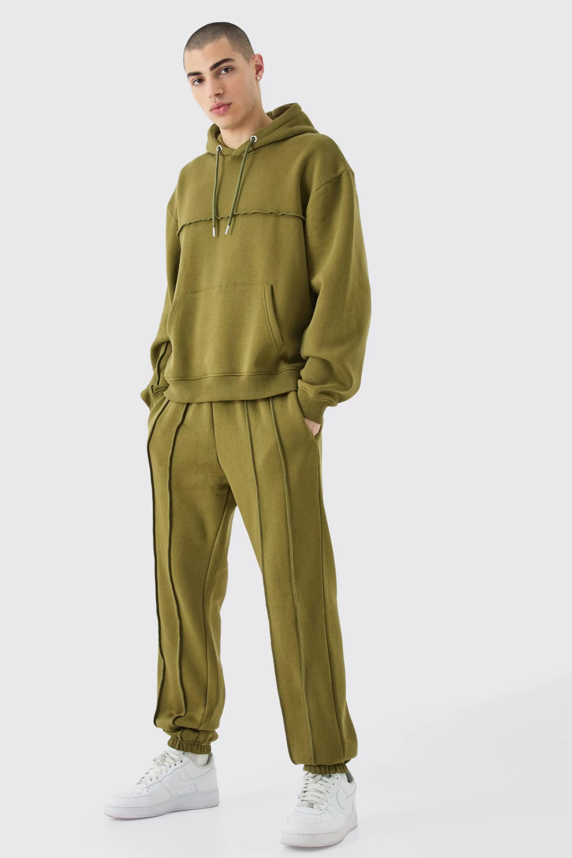 boohooMAN Oversized Boxy Seam Detail Tracksuit | UK