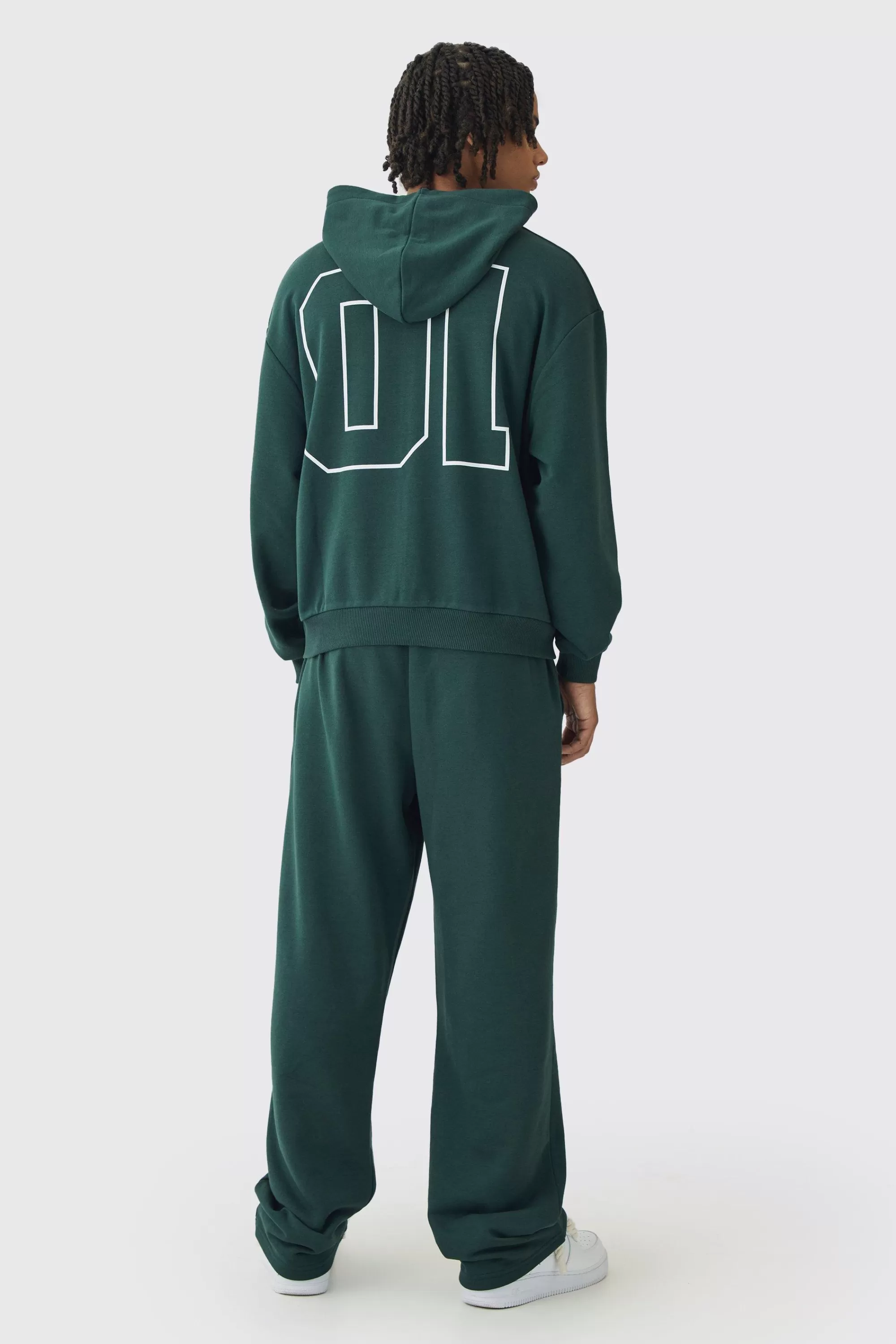 boohooMAN Oversized Boxy Seam Detail Varsity Print Tracksuit | UK