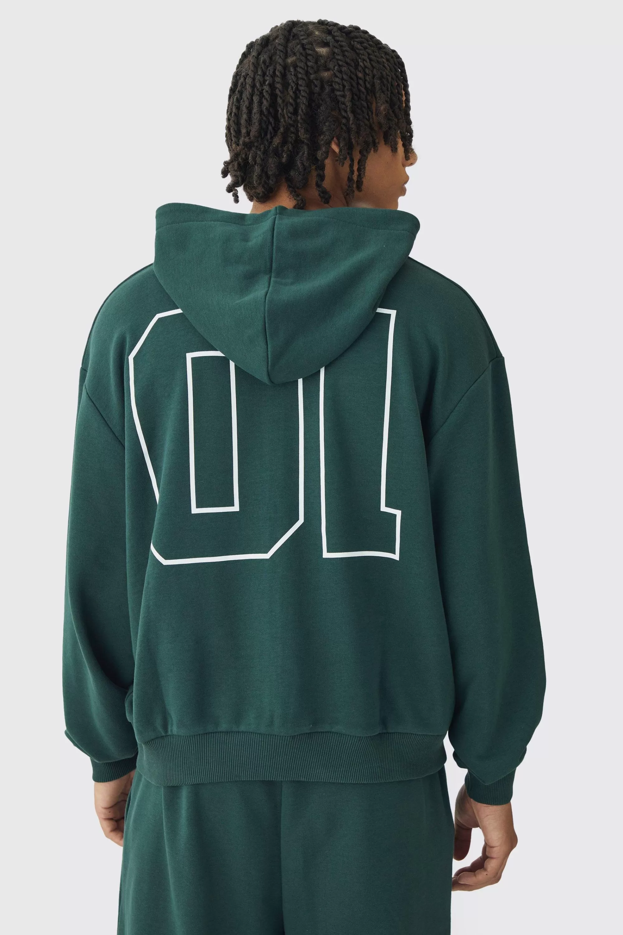 boohooMAN Oversized Boxy Seam Detail Varsity Print Tracksuit | UK
