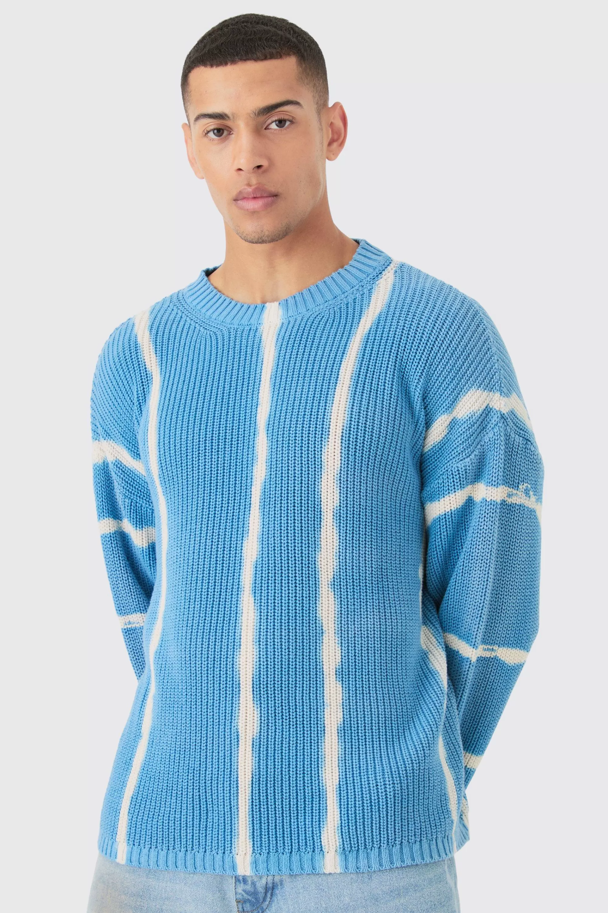 boohooMAN Oversized Boxy Stone Wash Jumper In | UK