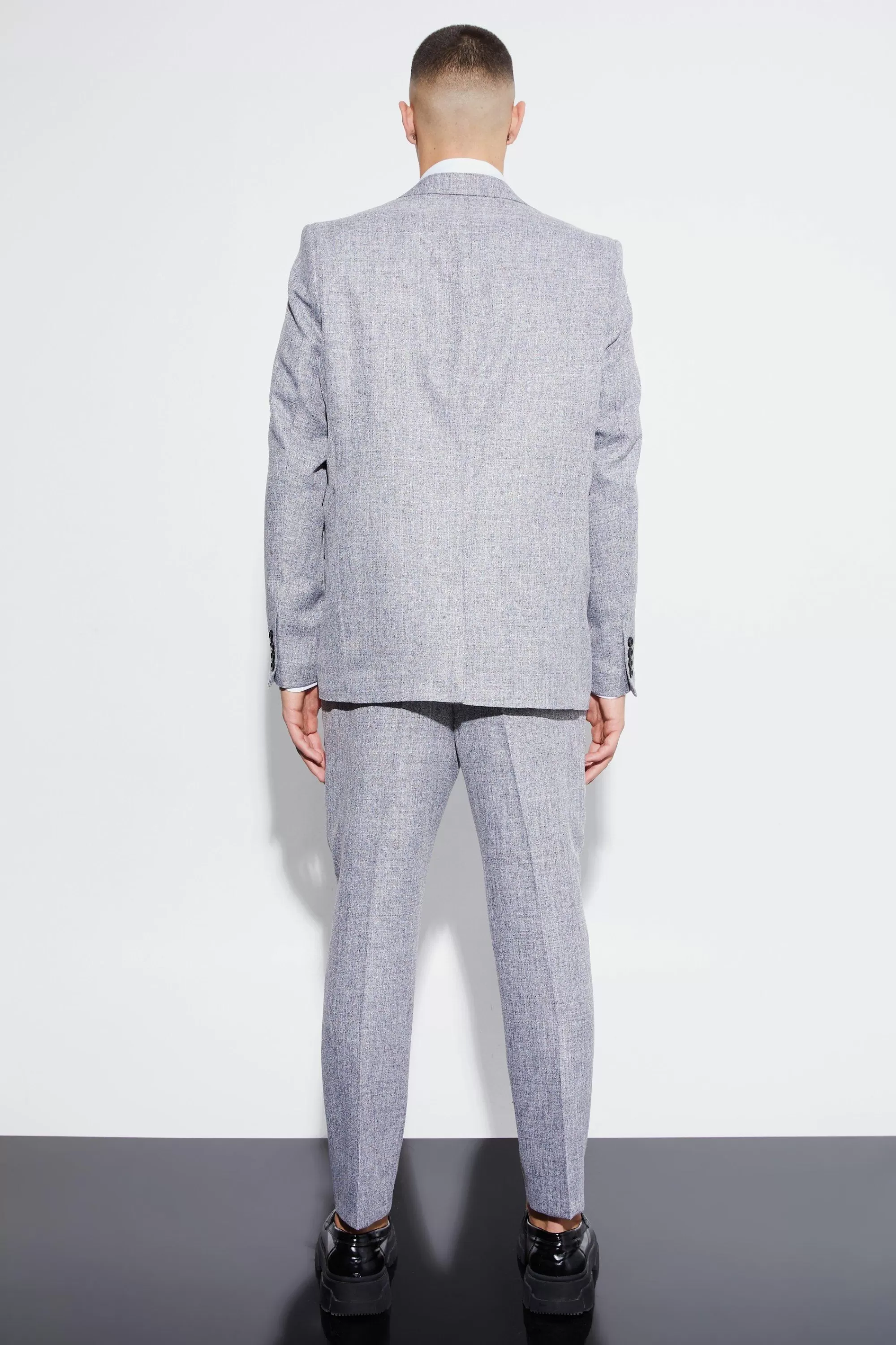 boohooMAN Oversized Boxy Textured Marl Blazer | UK