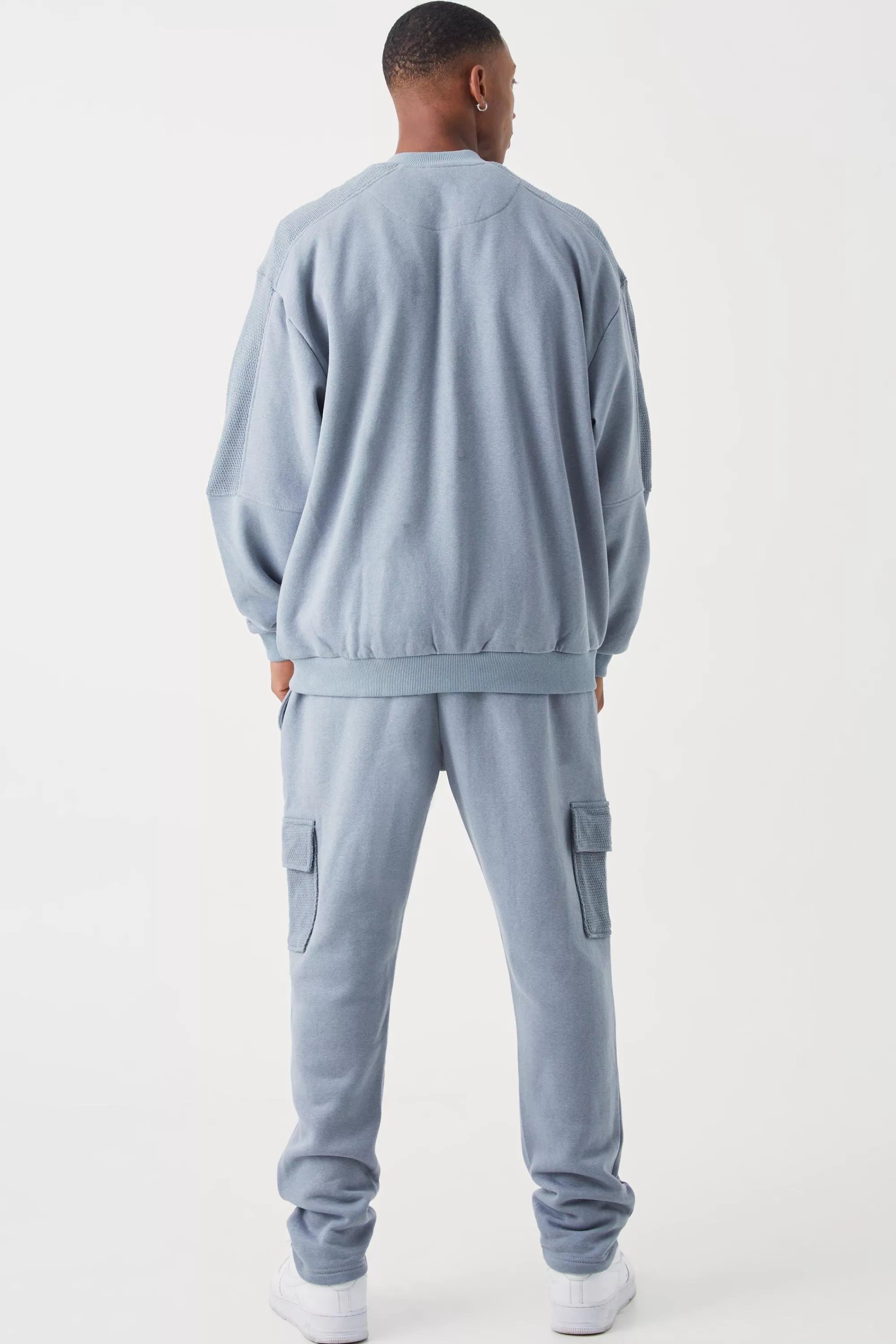 boohooMAN Oversized Boxy Textured Pocket Bomber Jacket | UK