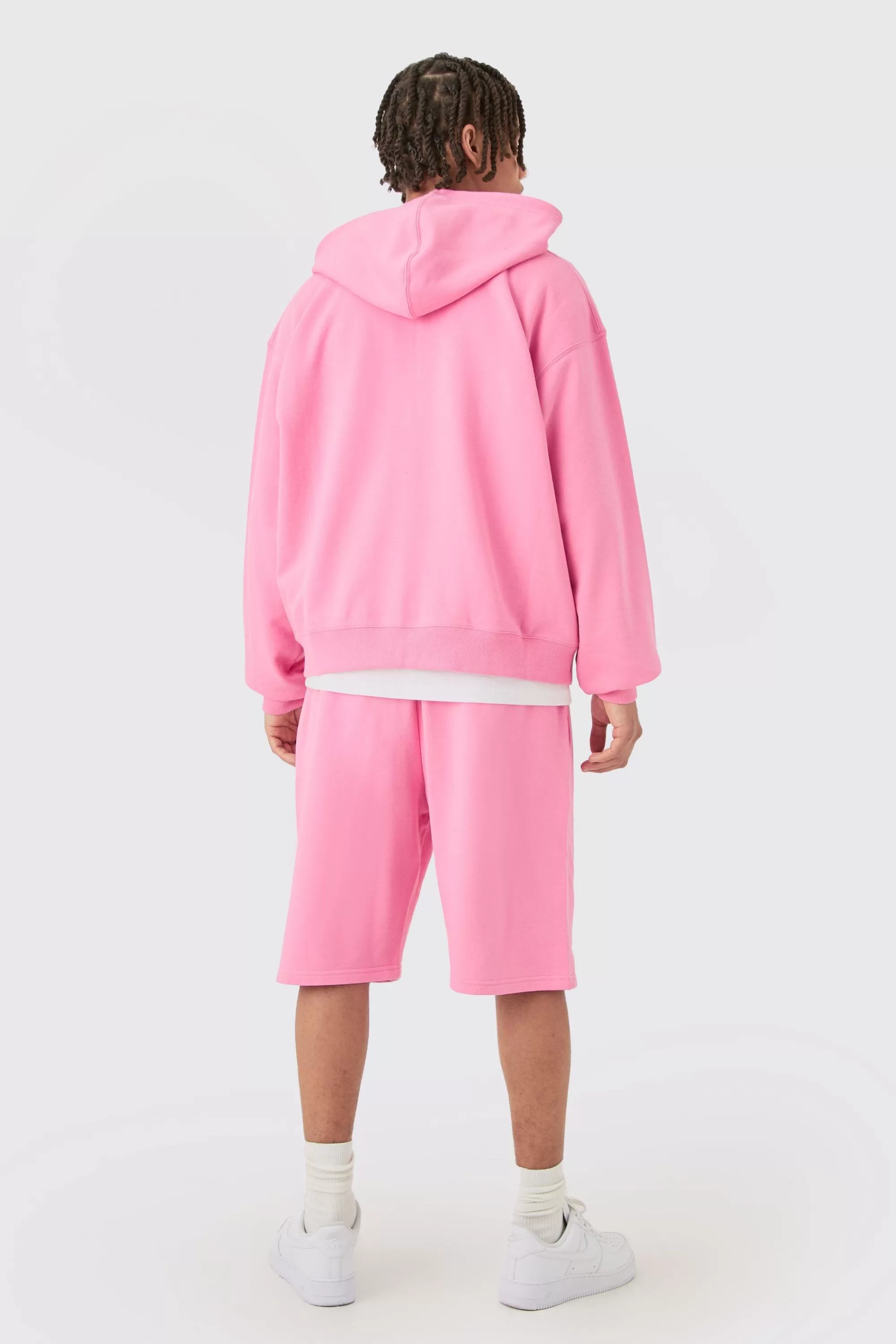 boohooMAN Oversized Boxy Zip Through Hooded Short Tracksuit | UK