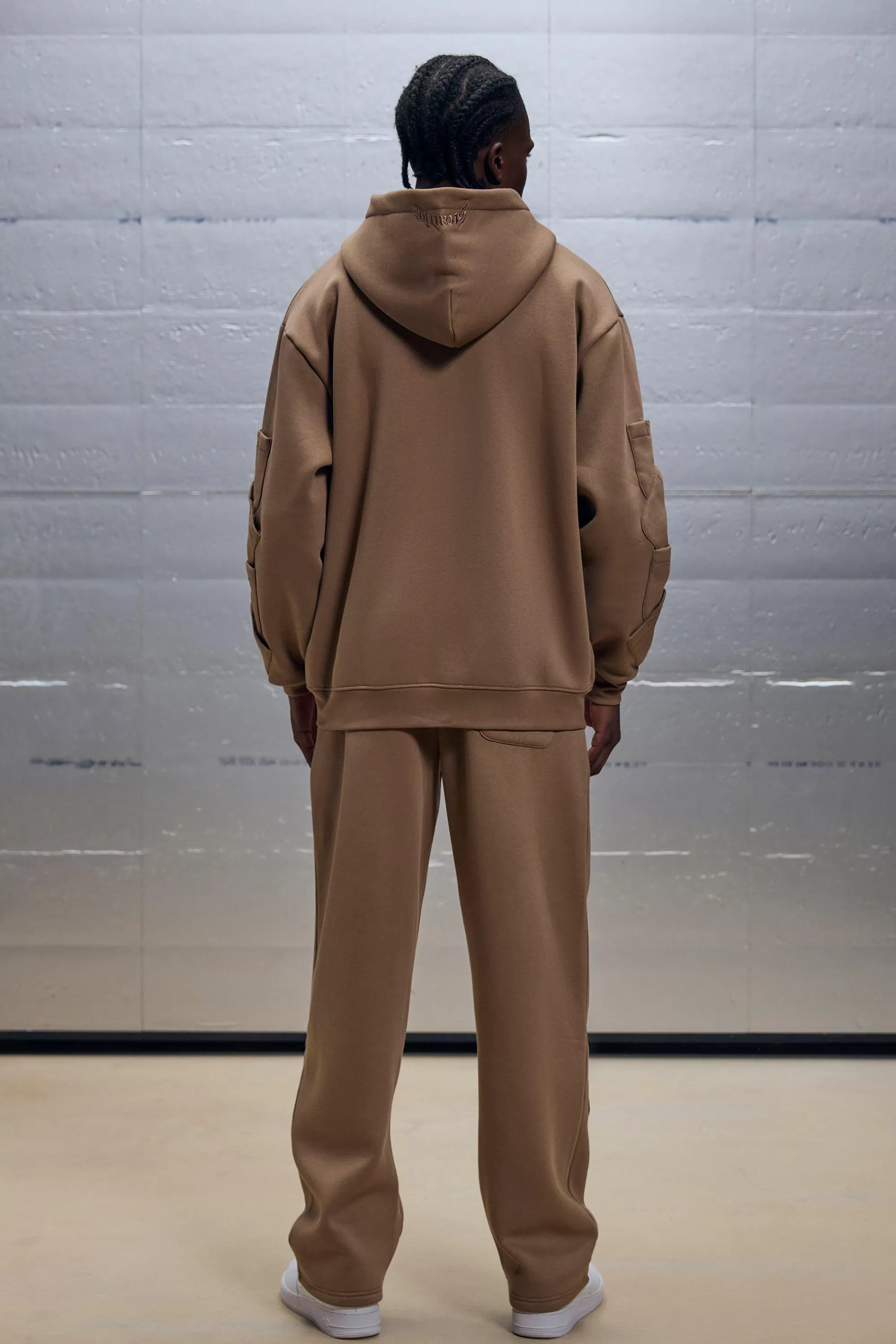 boohooMAN Oversized Boxy Zip Through Pocket Detail Hooded Tracksuit | UK