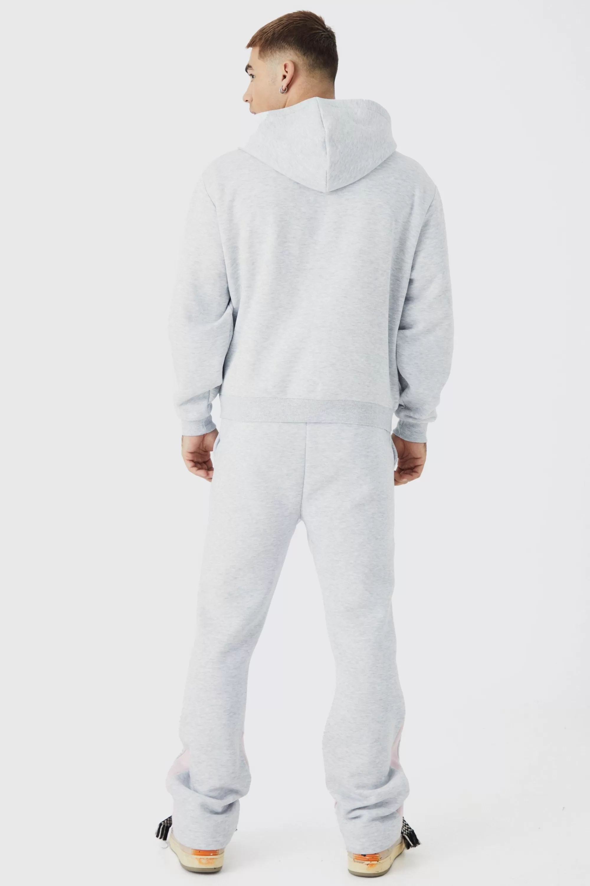boohooMAN Oversized Boxy Zip Through Puff Print Gusset Tracksuit | UK