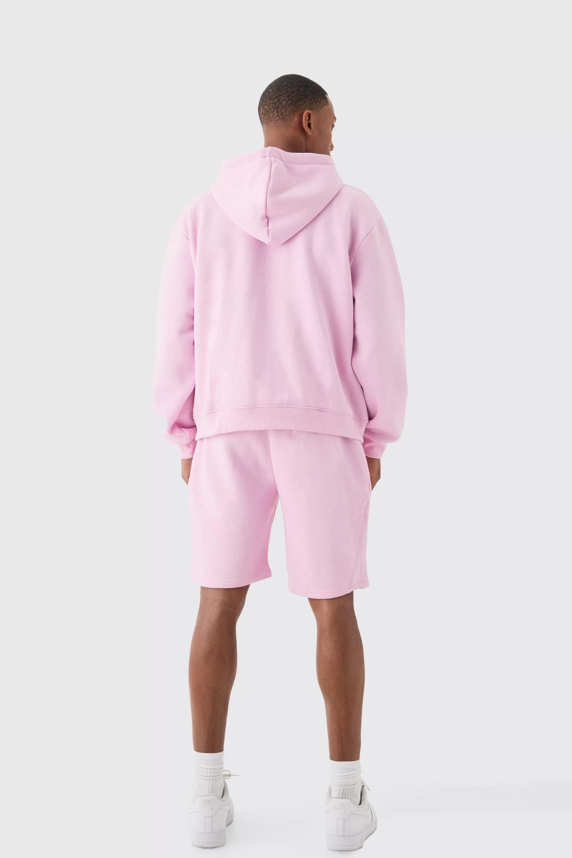 boohooMAN Oversized Boxy Zip Through Side Panel Short Tracksuit | UK