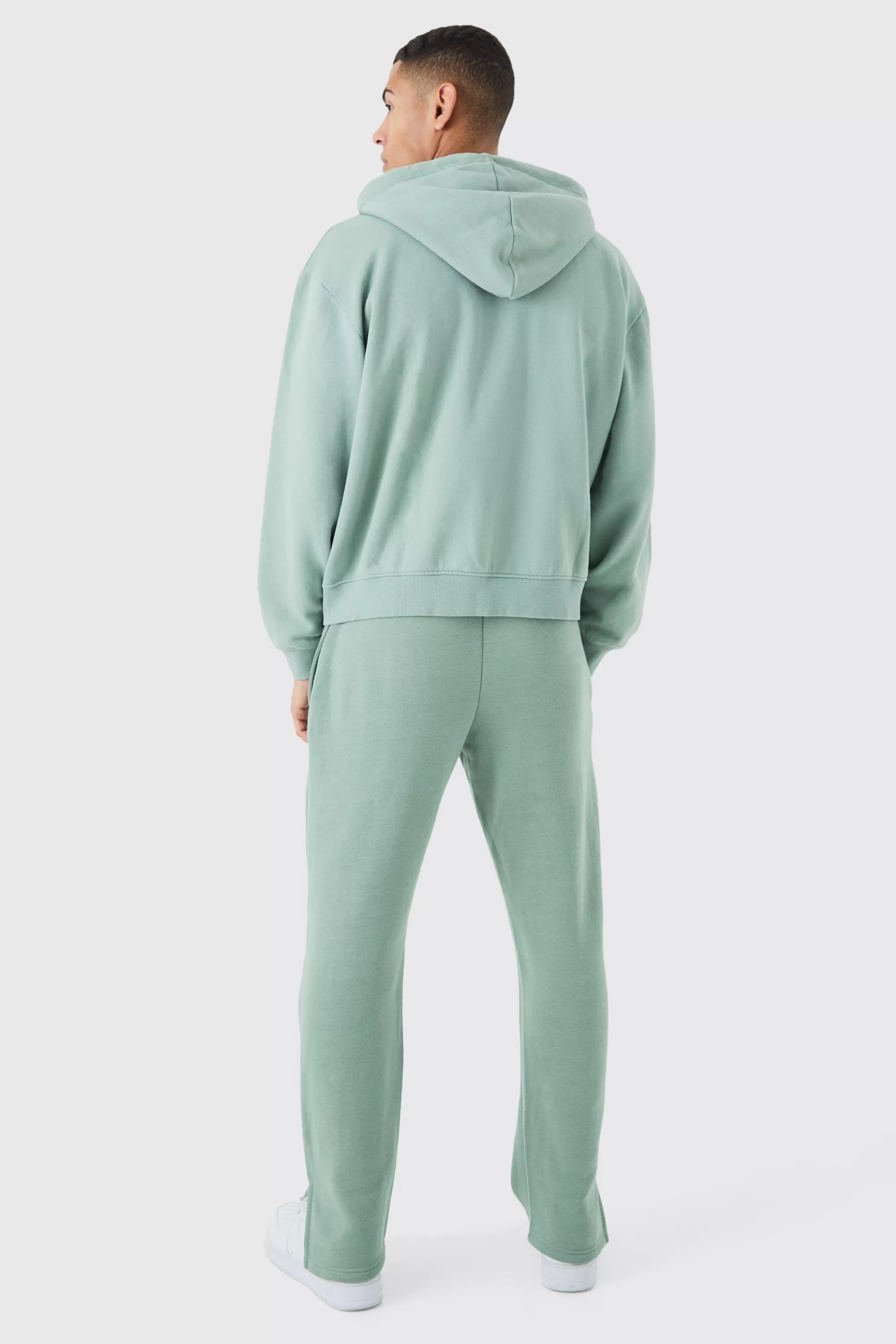 boohooMAN Oversized Boxy Zip Through Washed Hoodie | UK