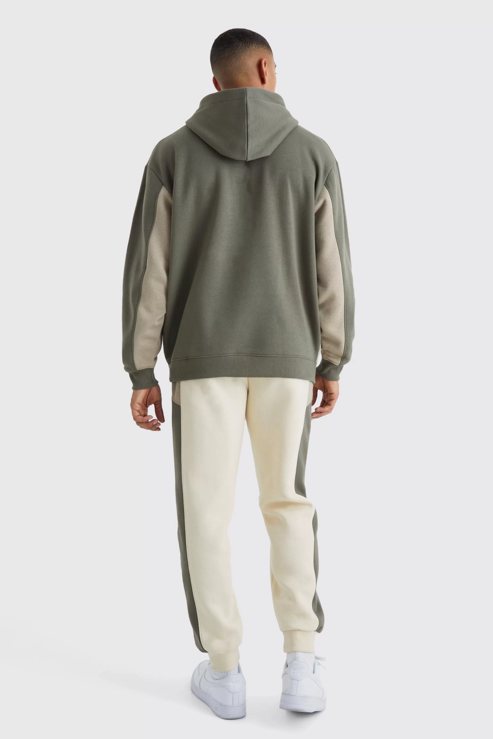 boohooMAN Oversized Branded Colour Block Hoodie | UK