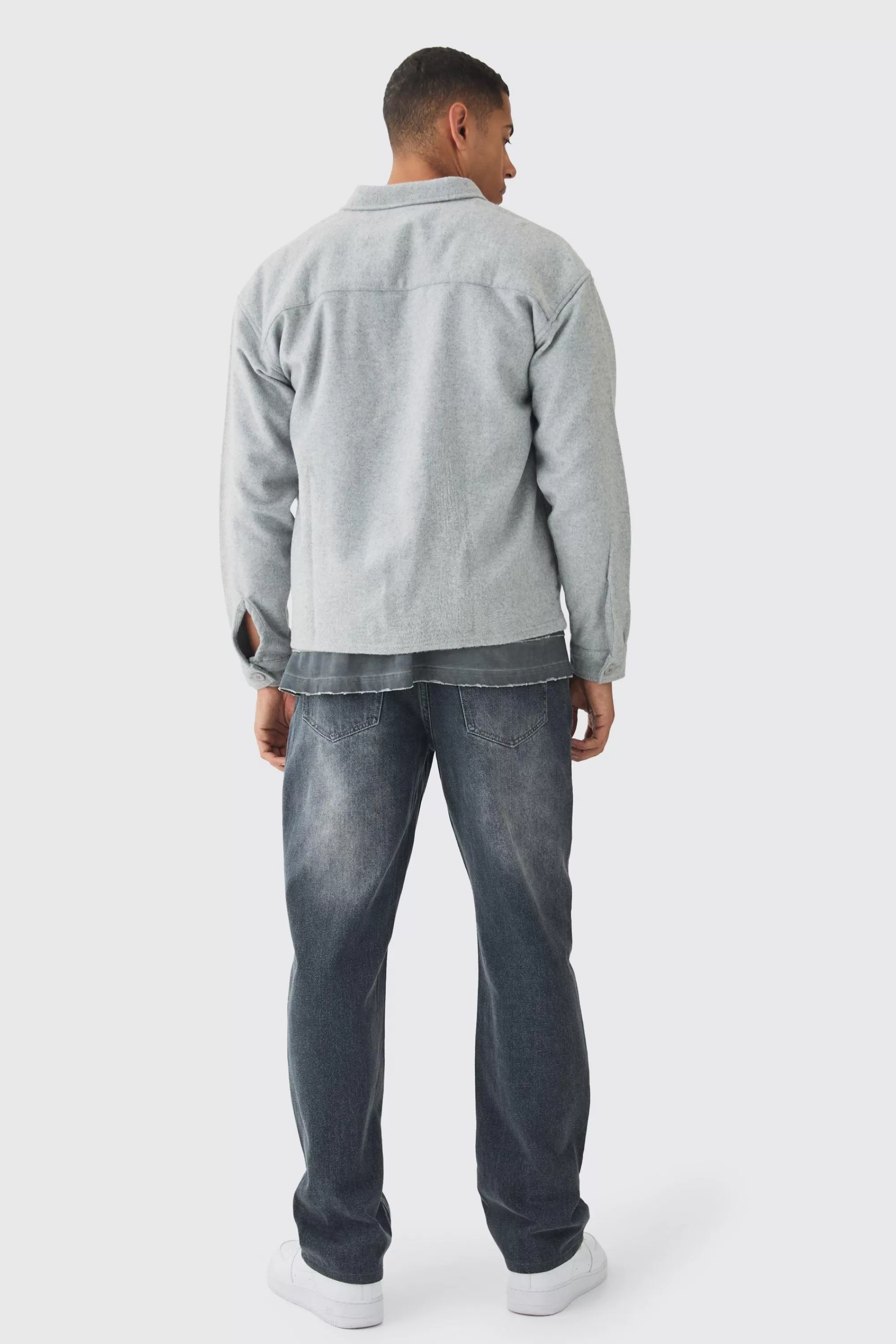 boohooMAN Oversized Brushed Overshirt | UK
