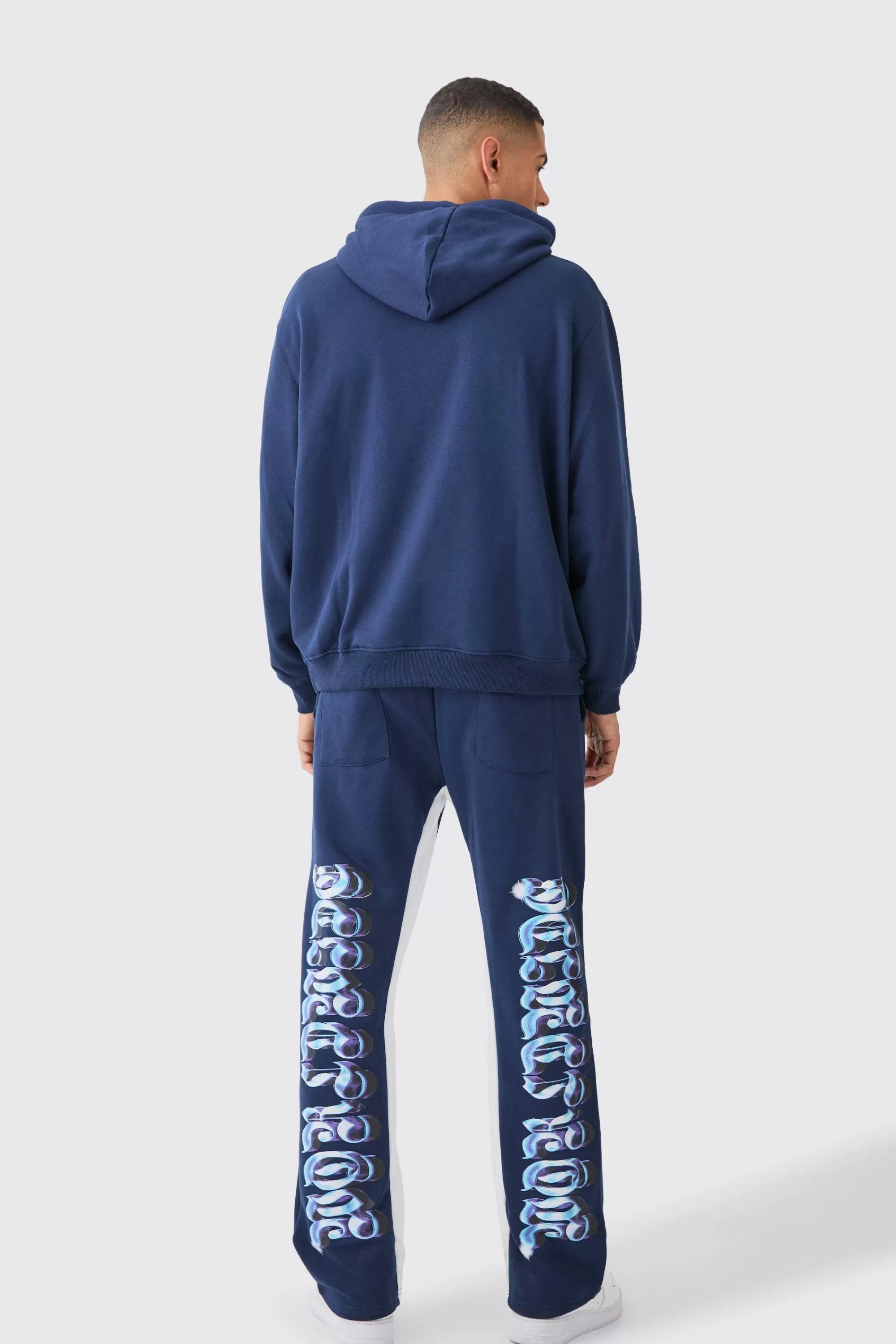 boohooMAN Oversized Chrome Graphic Gusset Tracksuit | UK
