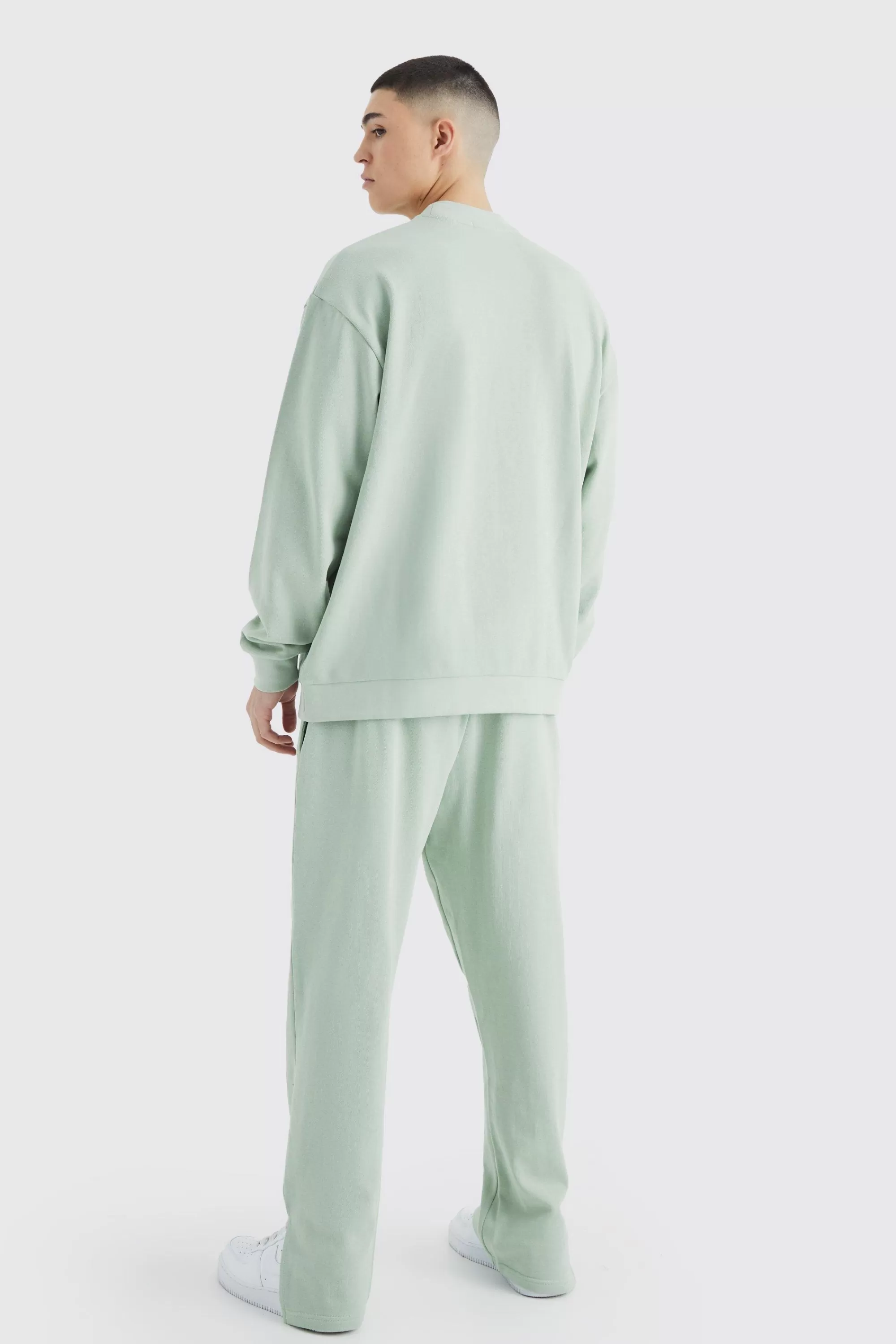 boohooMAN Oversized Double Neck Sweatshirt Tracksuit | UK