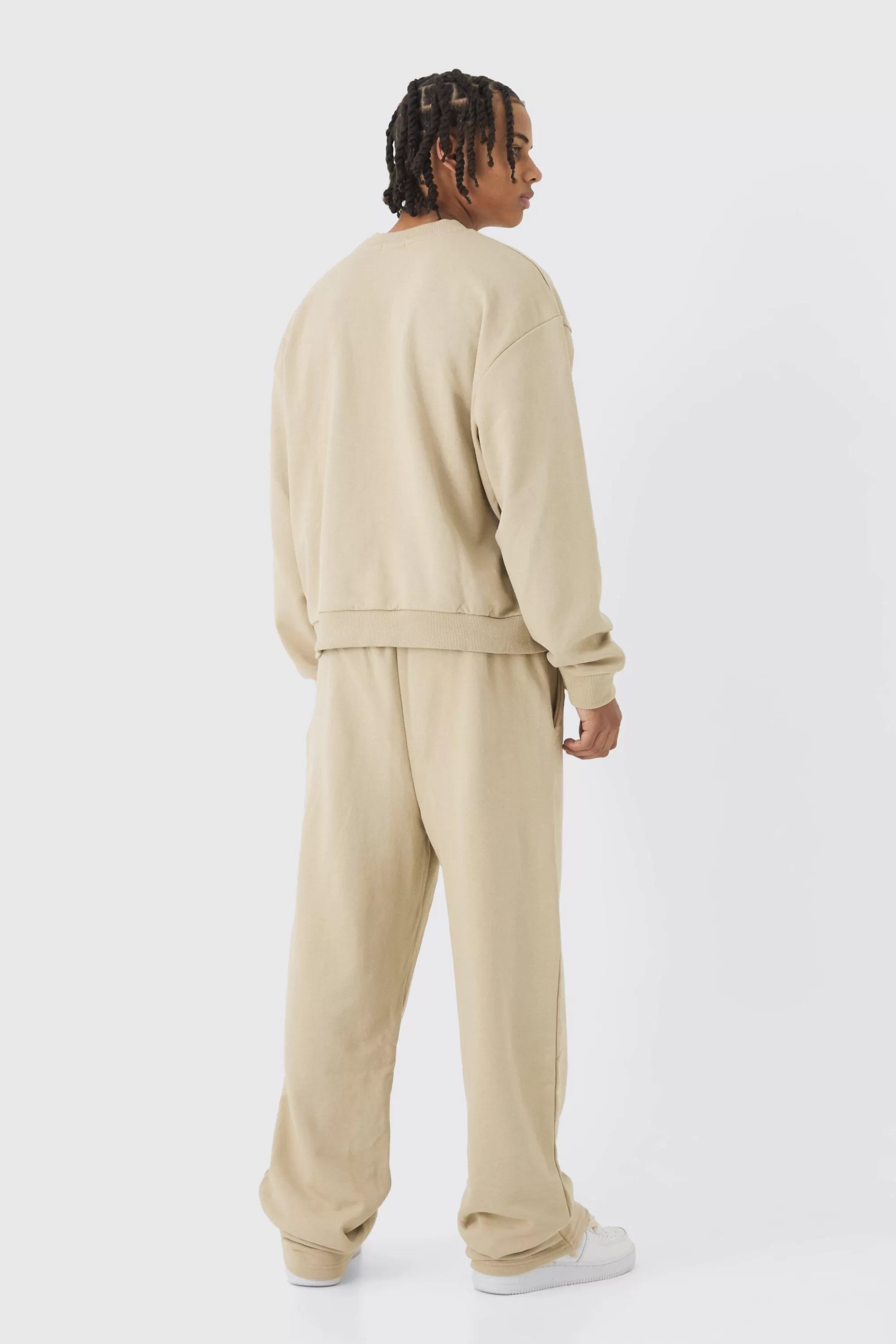 boohooMAN Oversized Extended Neck Boxy Heavy Sweatshirt Relaxed Tracksuit | UK