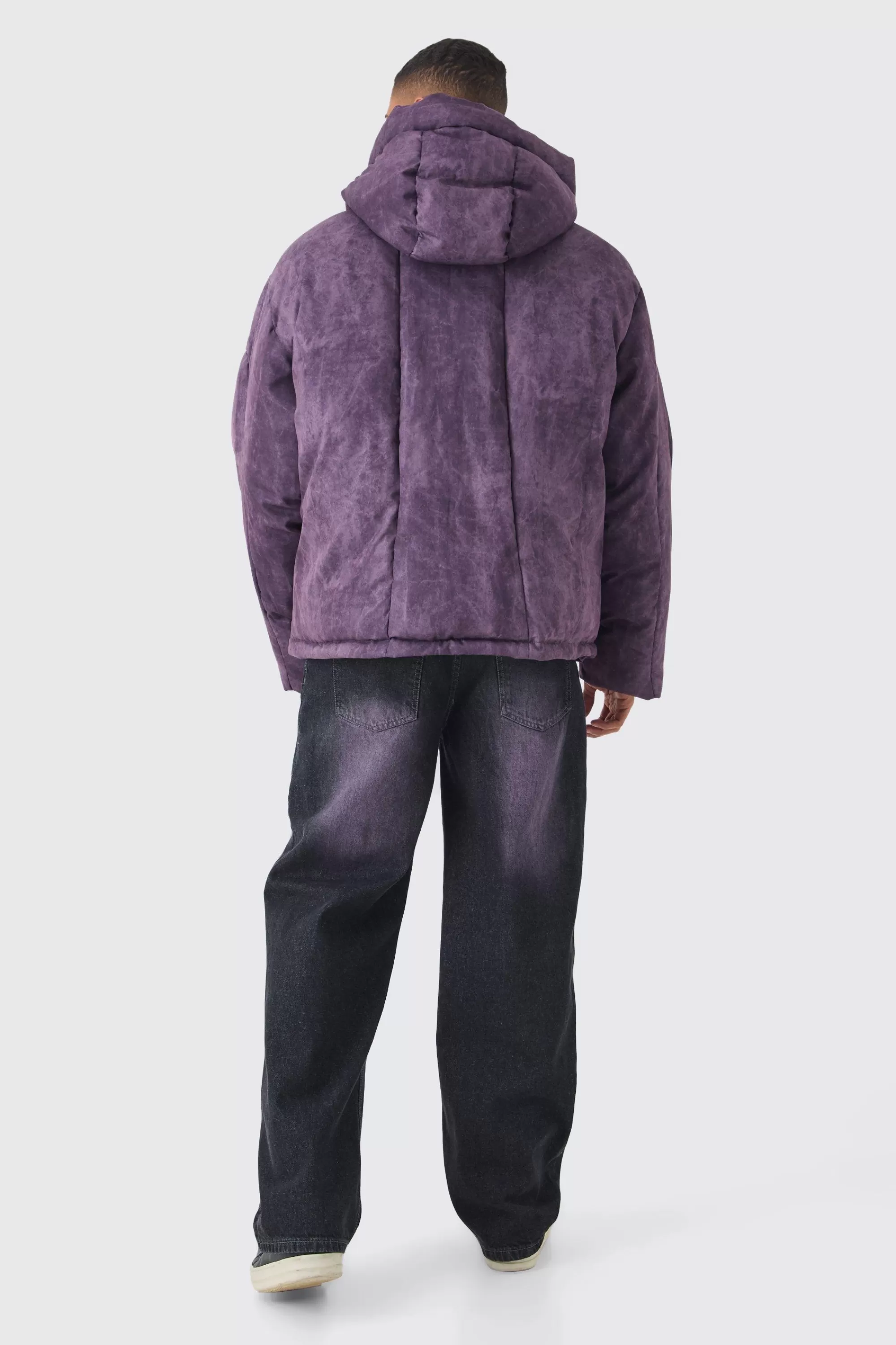 boohooMAN Oversized Extreme Padded Washed Hooded Puffer Coat In | UK