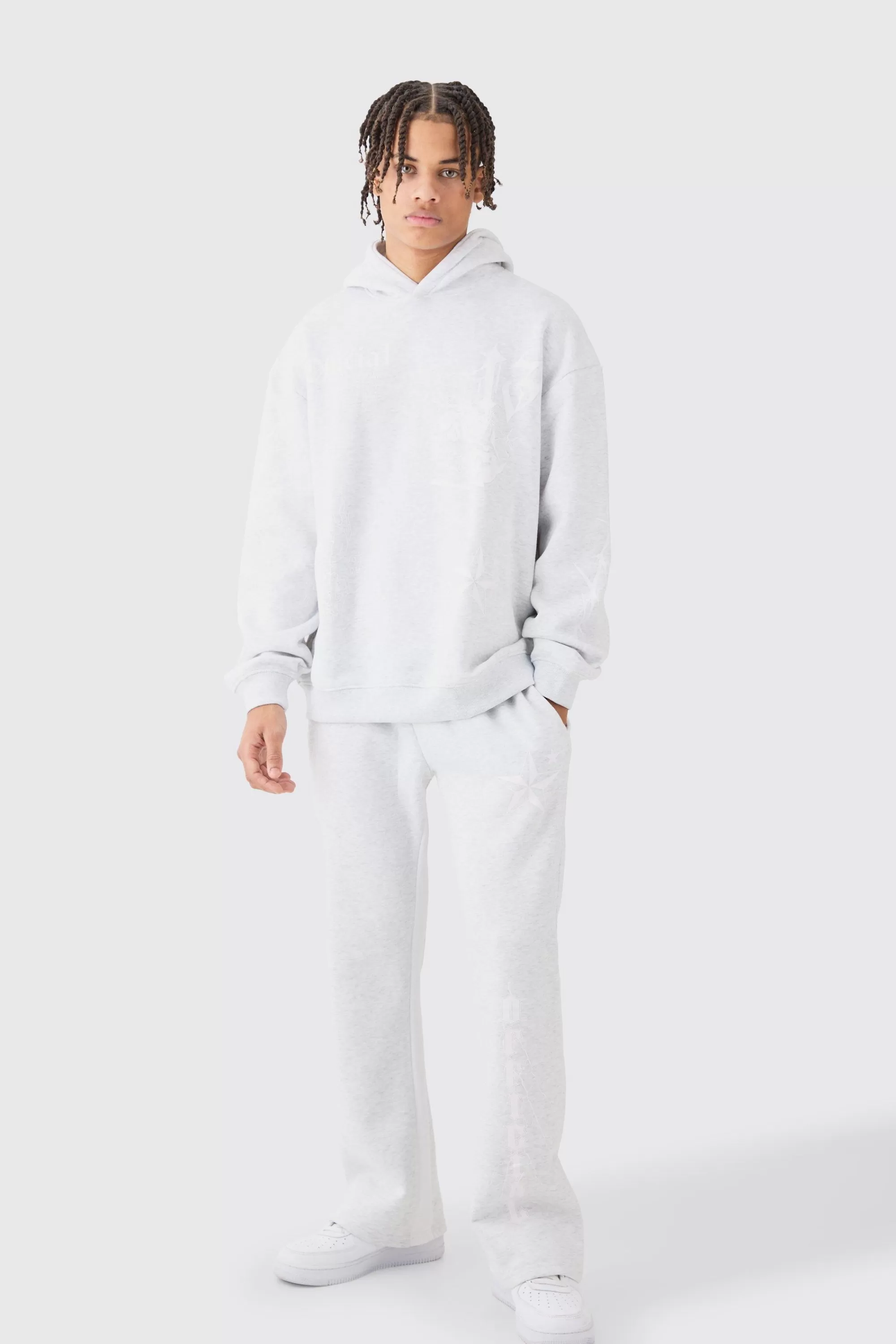 boohooMAN Oversized Graffiti Hoodie Tracksuit | UK