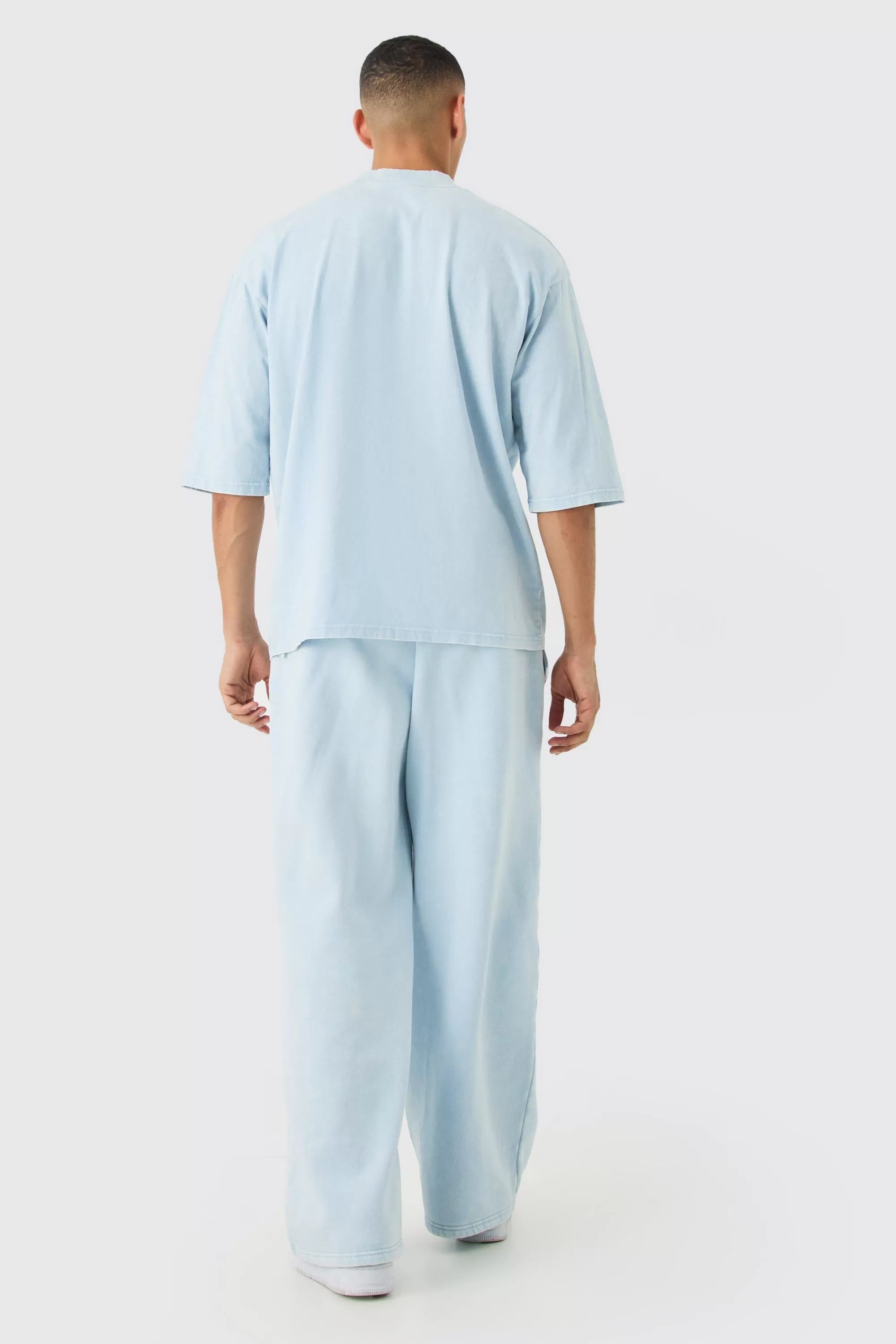 boohooMAN Oversized Heavyweight Half Sleeve Acid Applique Tracksuit | UK
