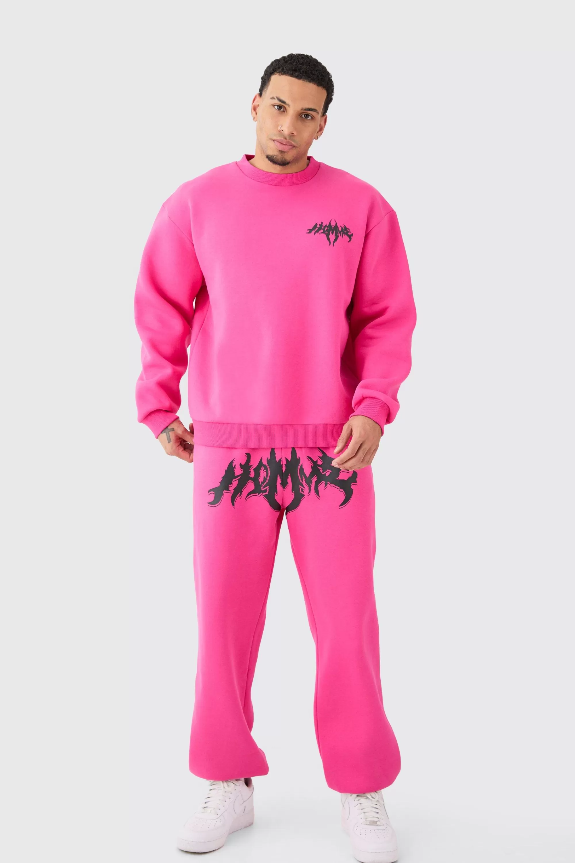 boohooMAN Oversized Homme Gothic Sweatshirt Tracksuit | UK
