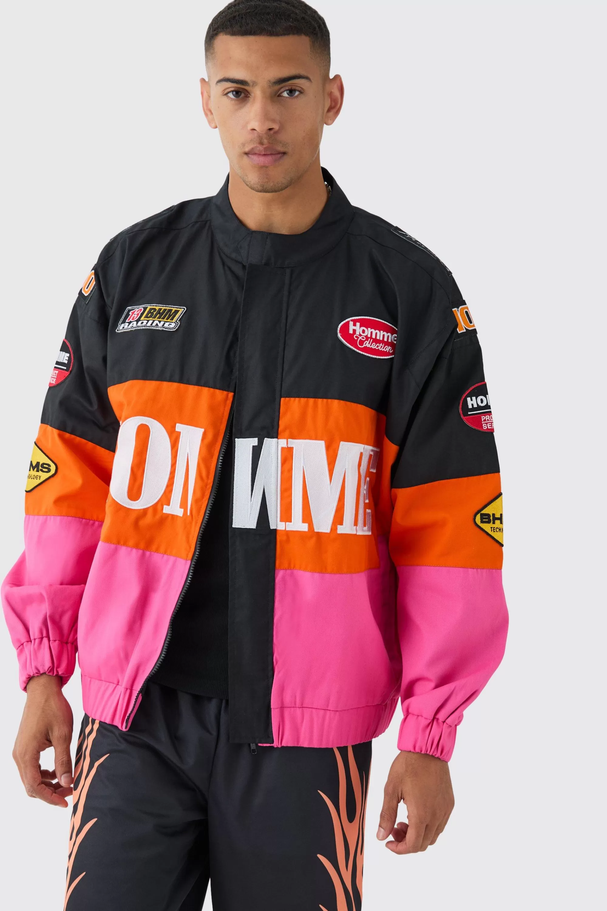 boohooMAN Oversized Homme Twill Moto Jacket In | UK