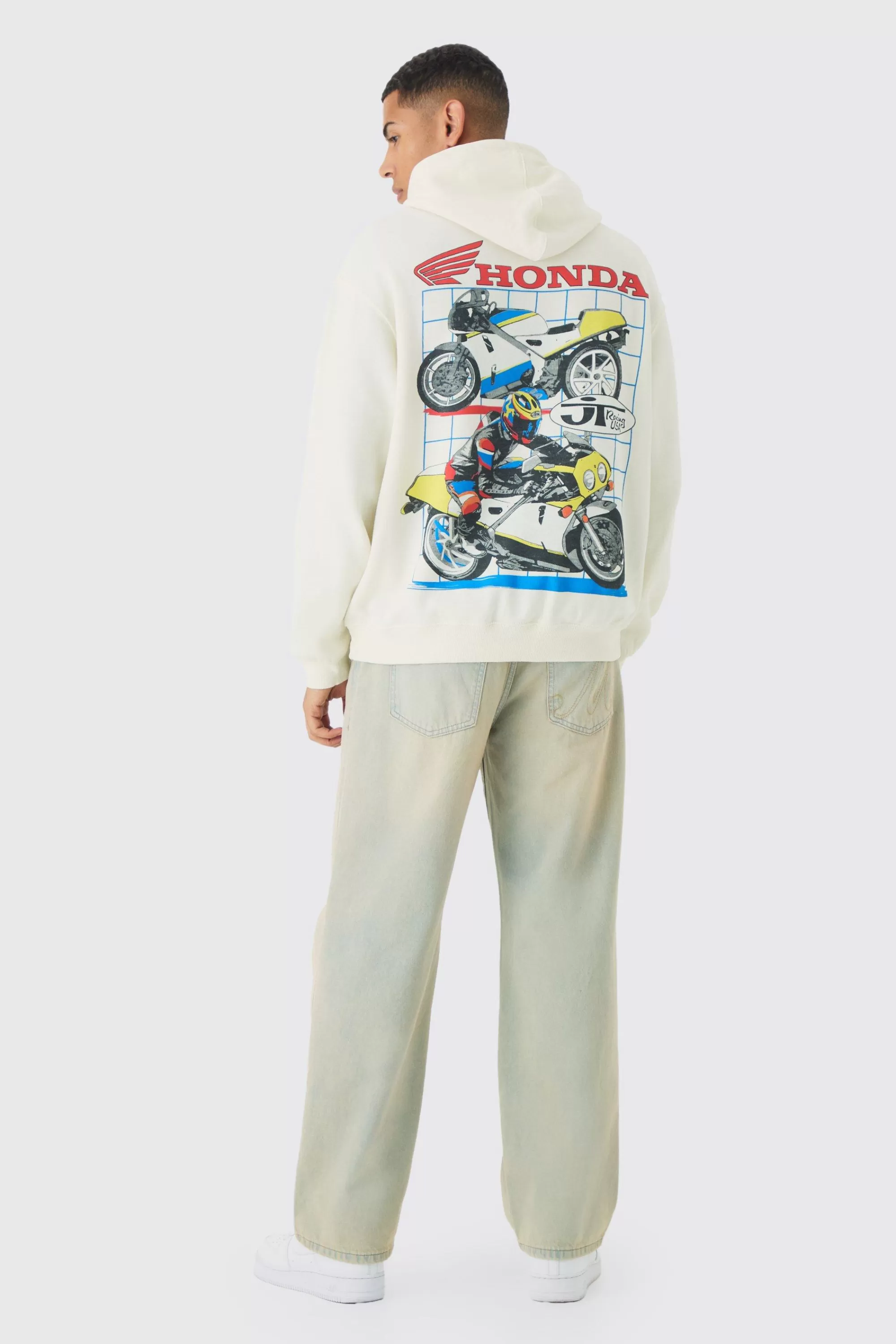 boohooMAN Oversized Honda JT Racing License Print Hoodie | UK