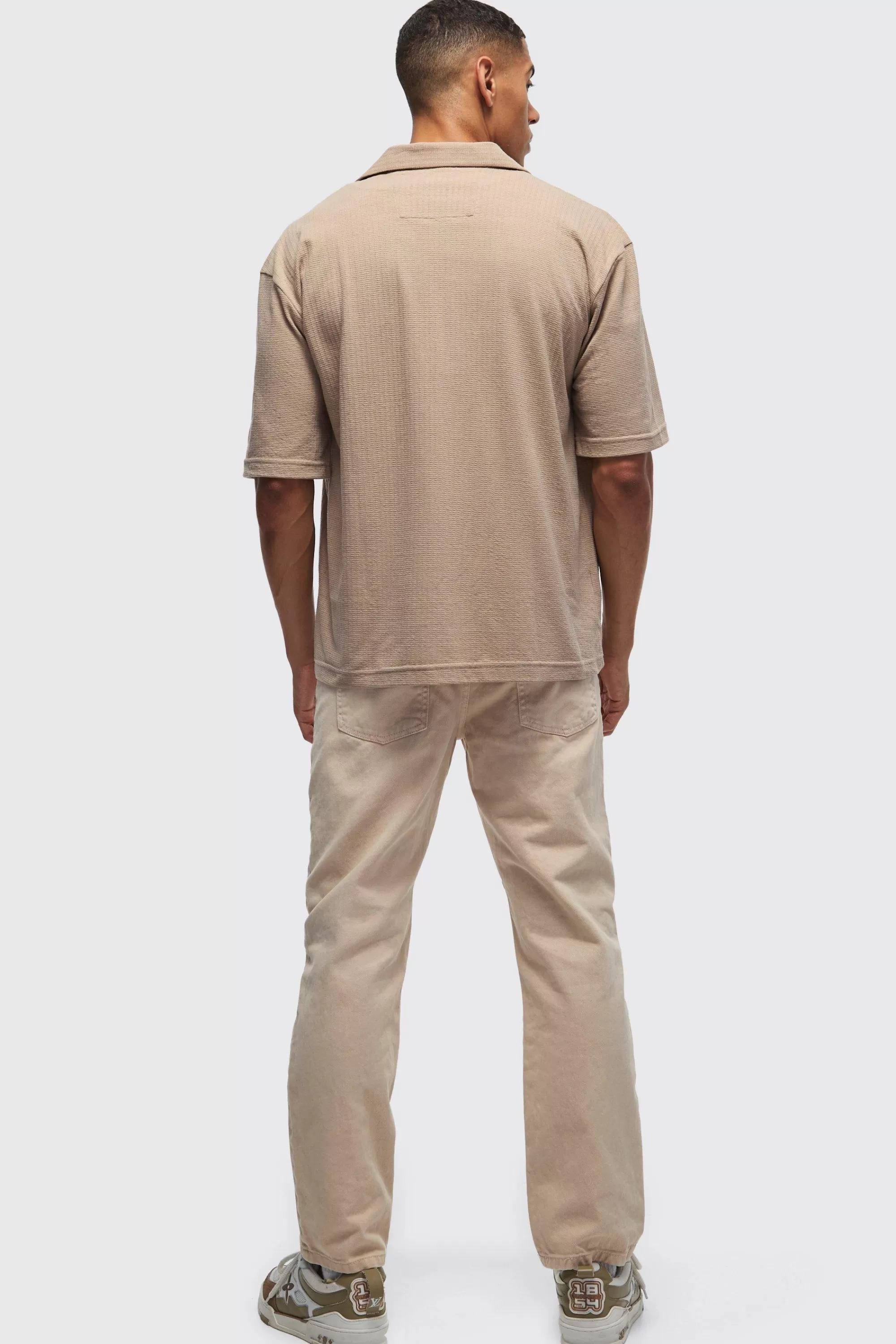 boohooMAN Oversized Jersey Textured Revere Shirt | UK