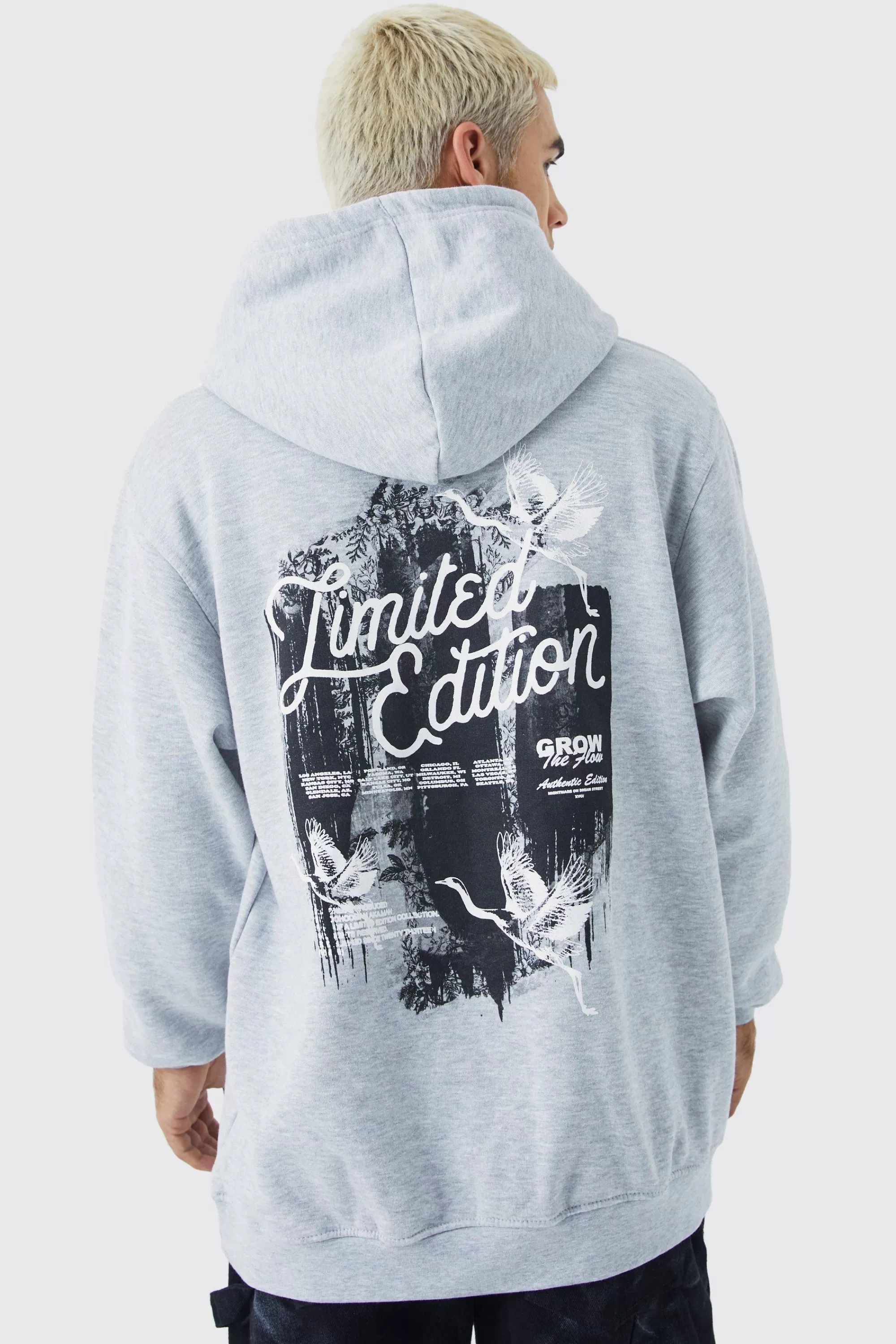 boohooMAN Oversized Limited Edition Dove Graphic Hoodie | UK