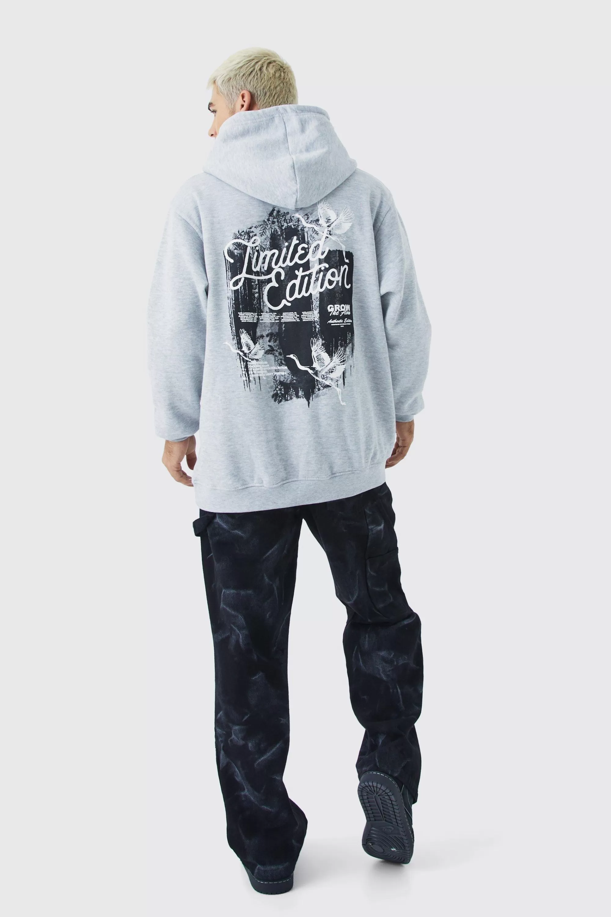 boohooMAN Oversized Limited Edition Dove Graphic Hoodie | UK