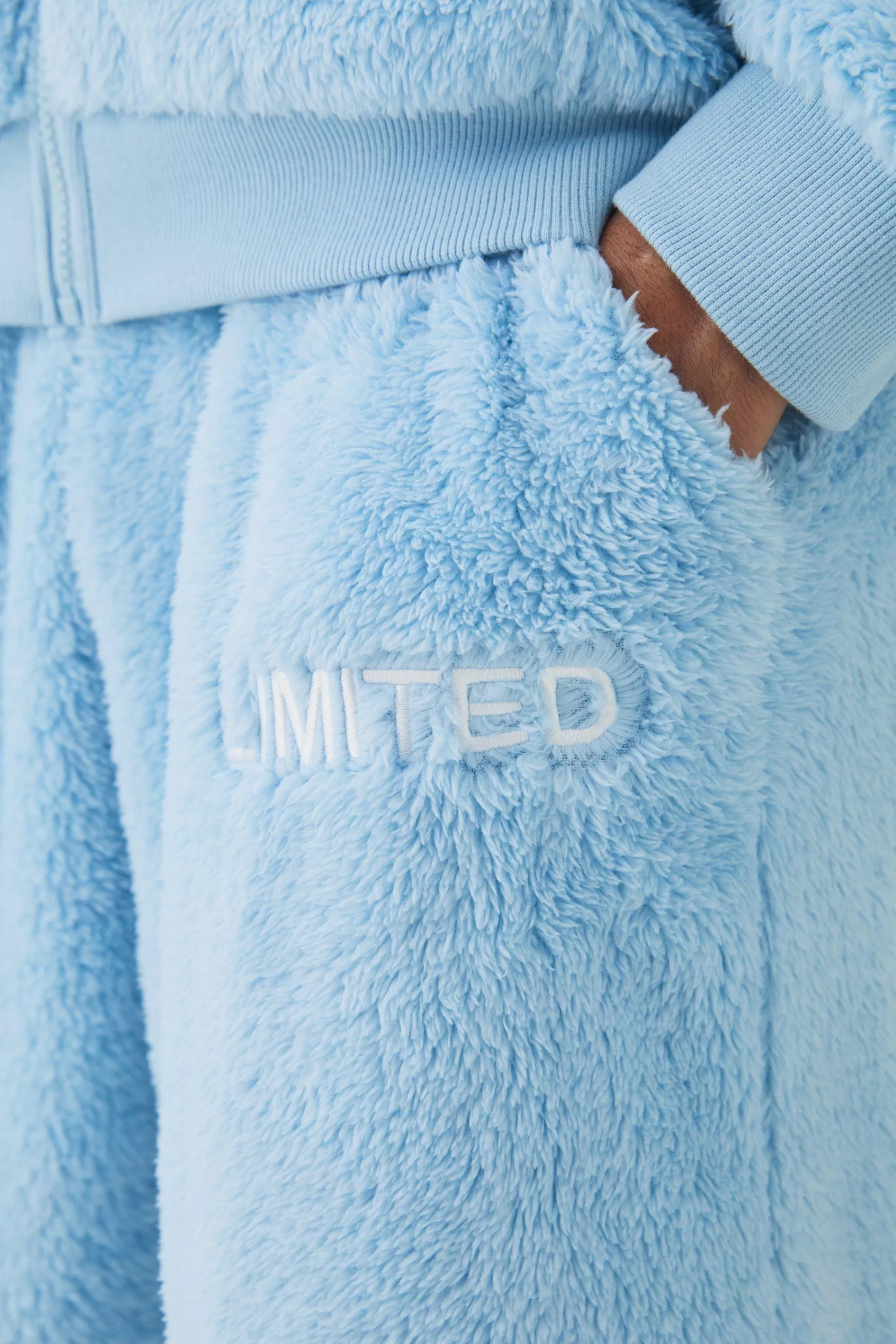 boohooMAN Oversized Limited Edition Embroidered Teddy Borg Cuffed Joggers | UK