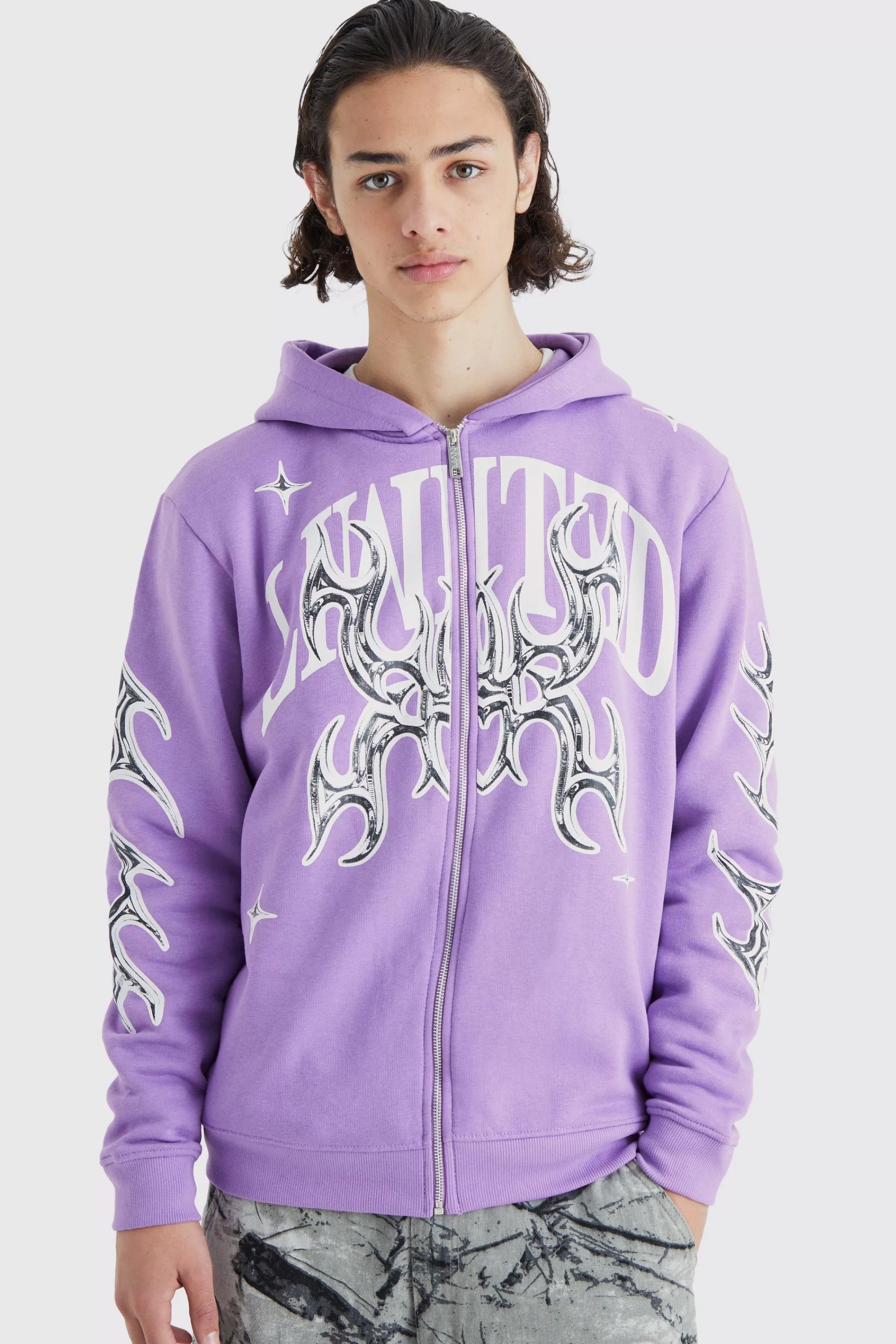 boohooMAN Oversized Limited Graphic Hoodie | UK