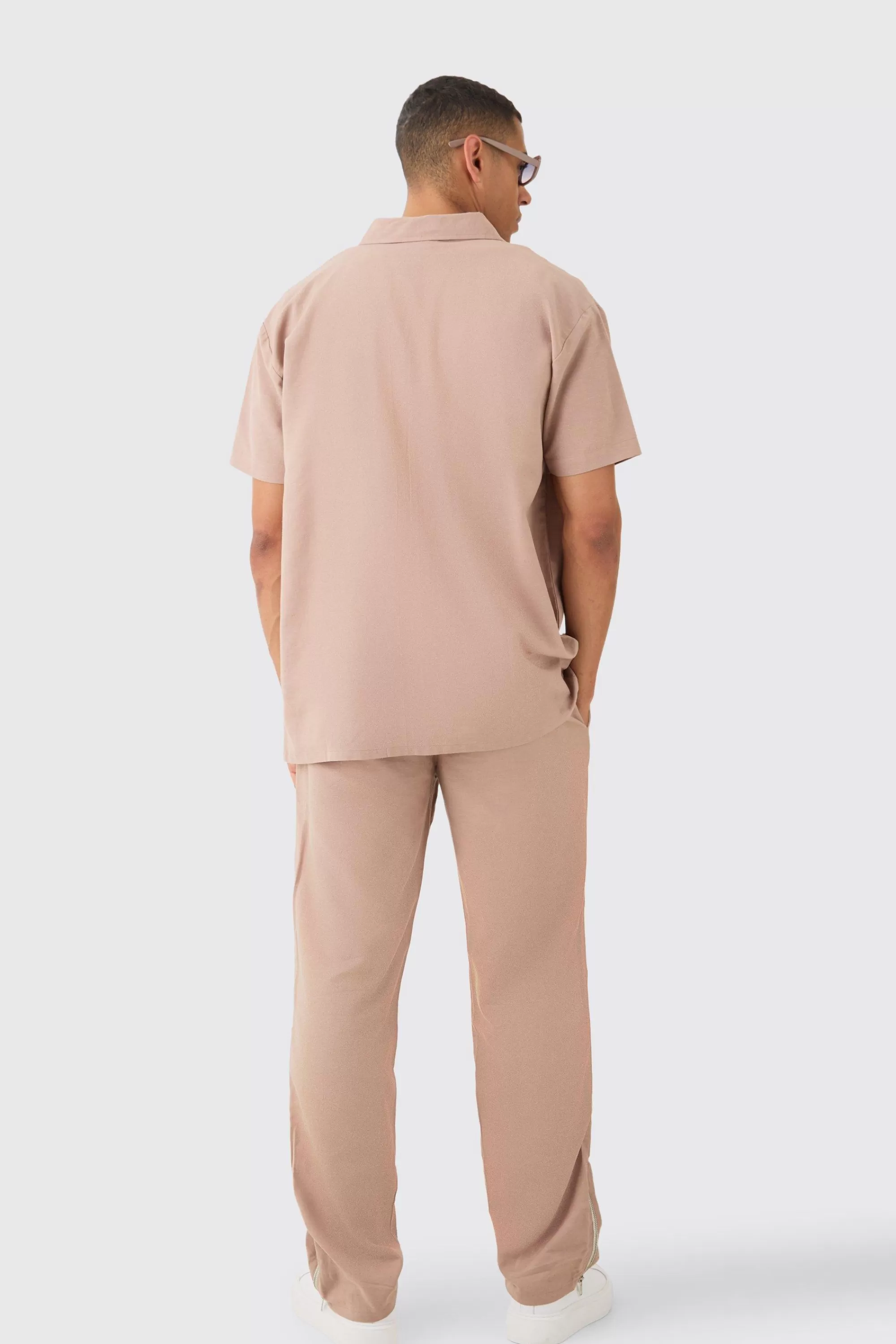 boohooMAN Oversized Linen Concealed Placket Shirt | UK