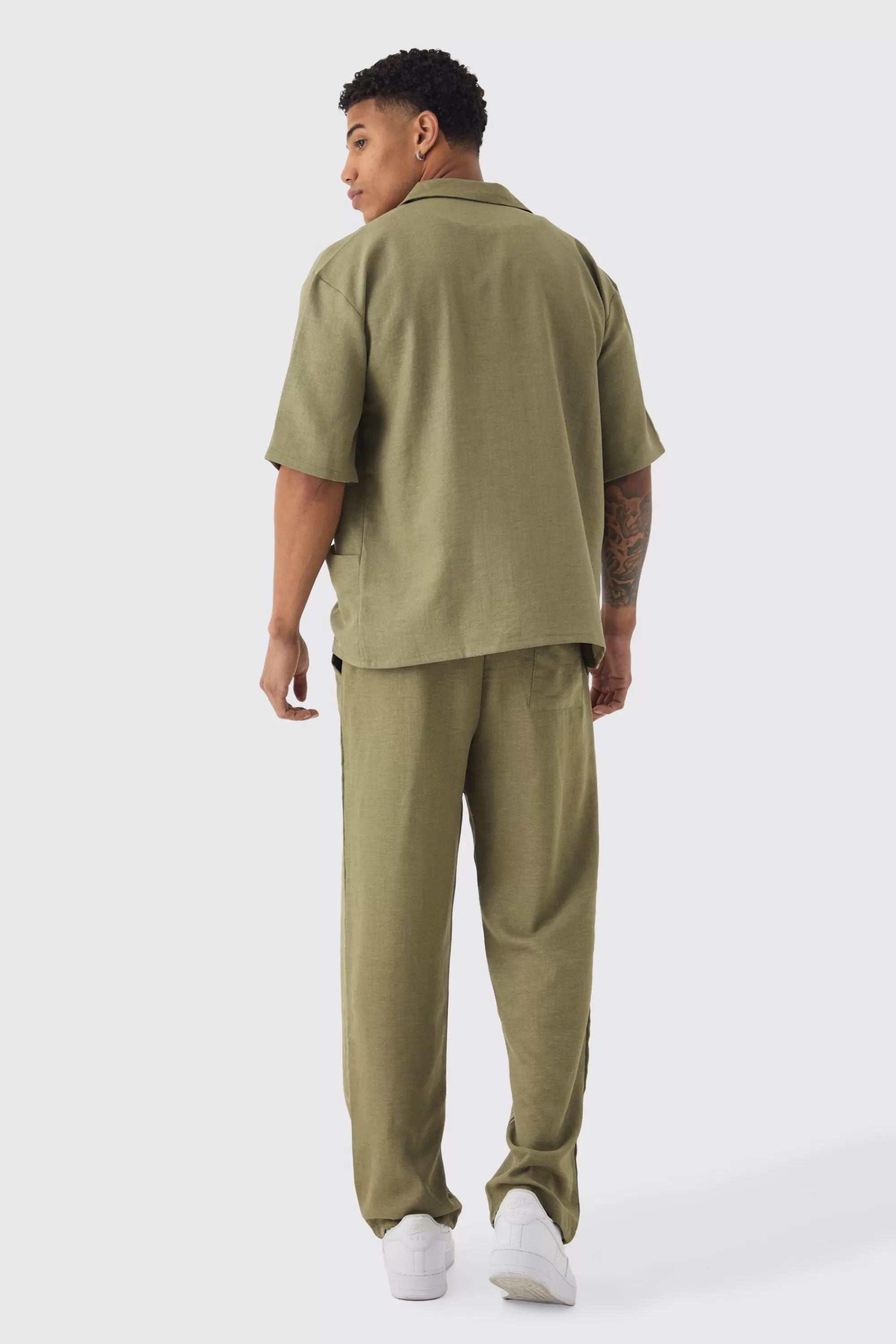 boohooMAN Oversized Linen Deep Pocket Shirt | UK
