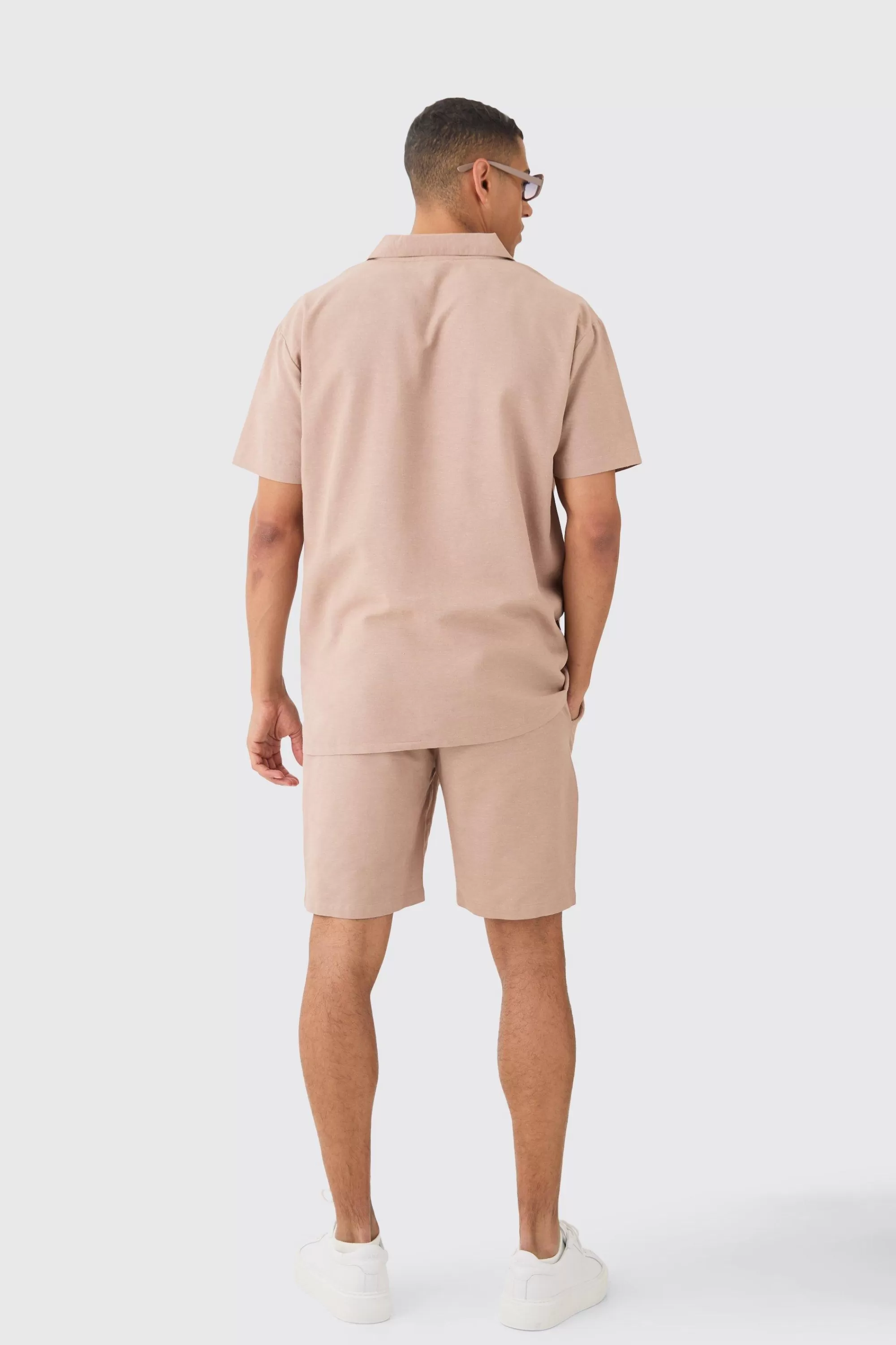 boohooMAN Oversized Linen Dropped Neck Shirt | UK