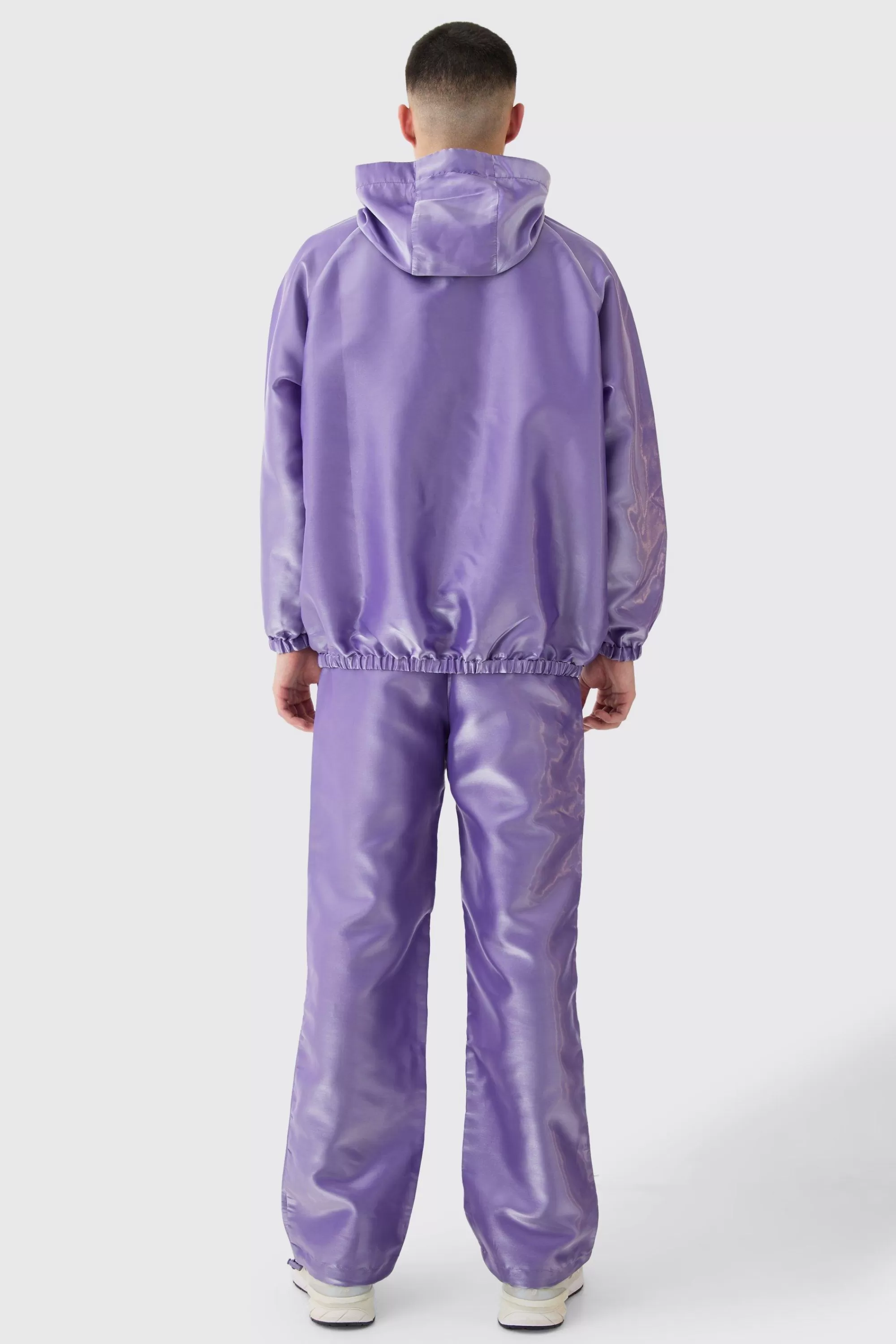 boohooMAN Oversized Liquid Metallic Half Zip Windbreaker | UK
