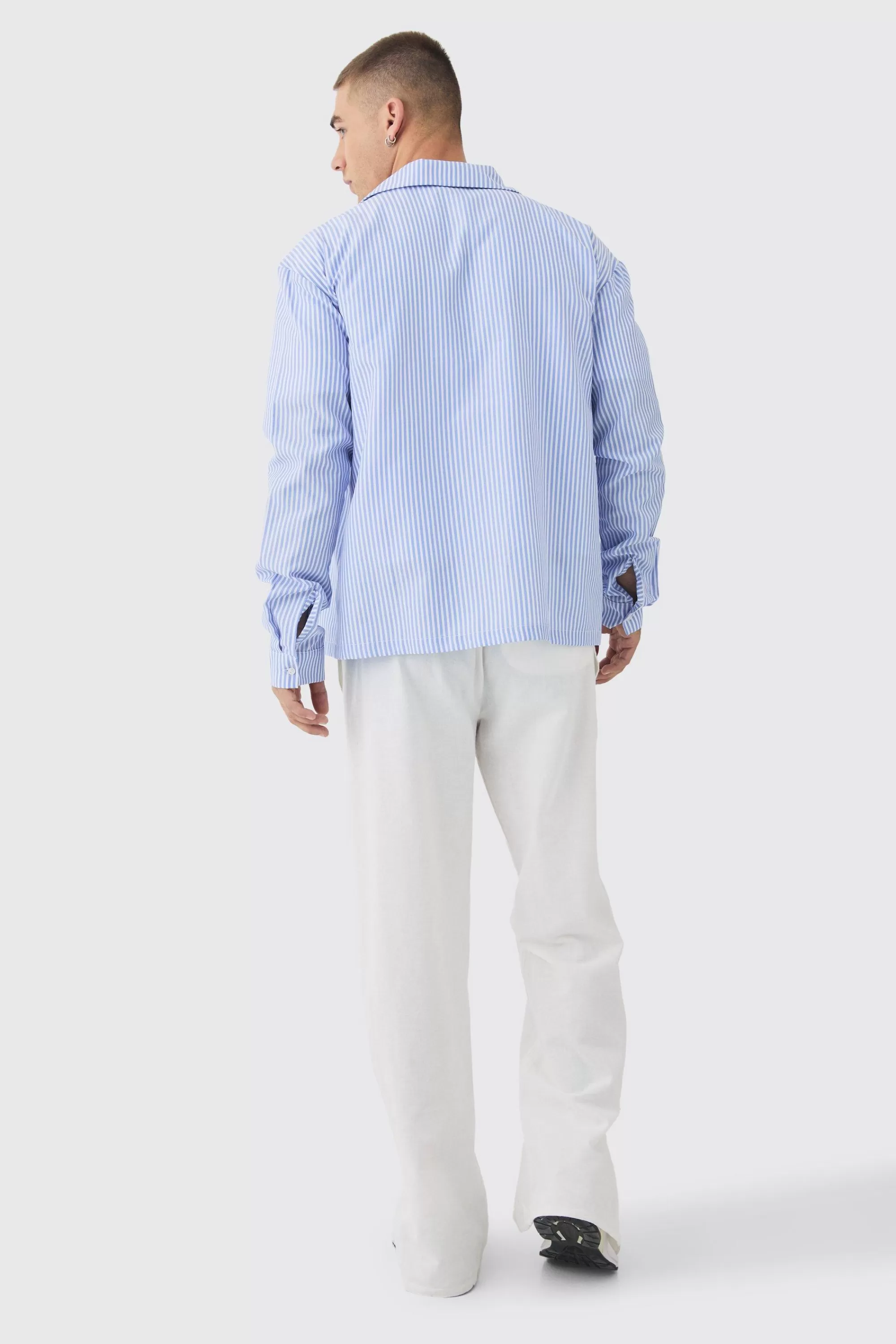 boohooMAN Oversized Long Sleeve Stripe Shirt | UK