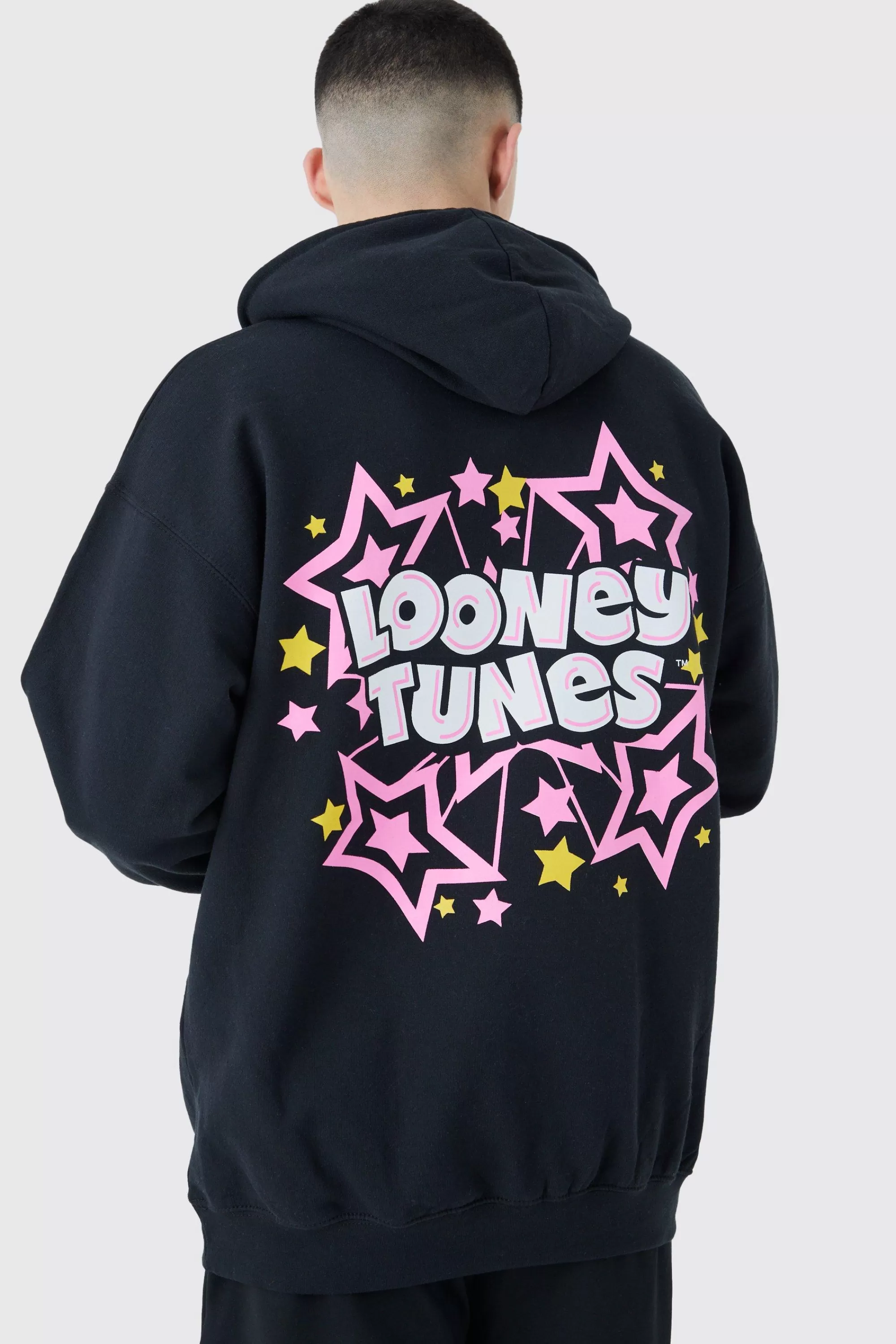 boohooMAN Oversized Looney Tunes Taz Multi Print License Hoodie | UK