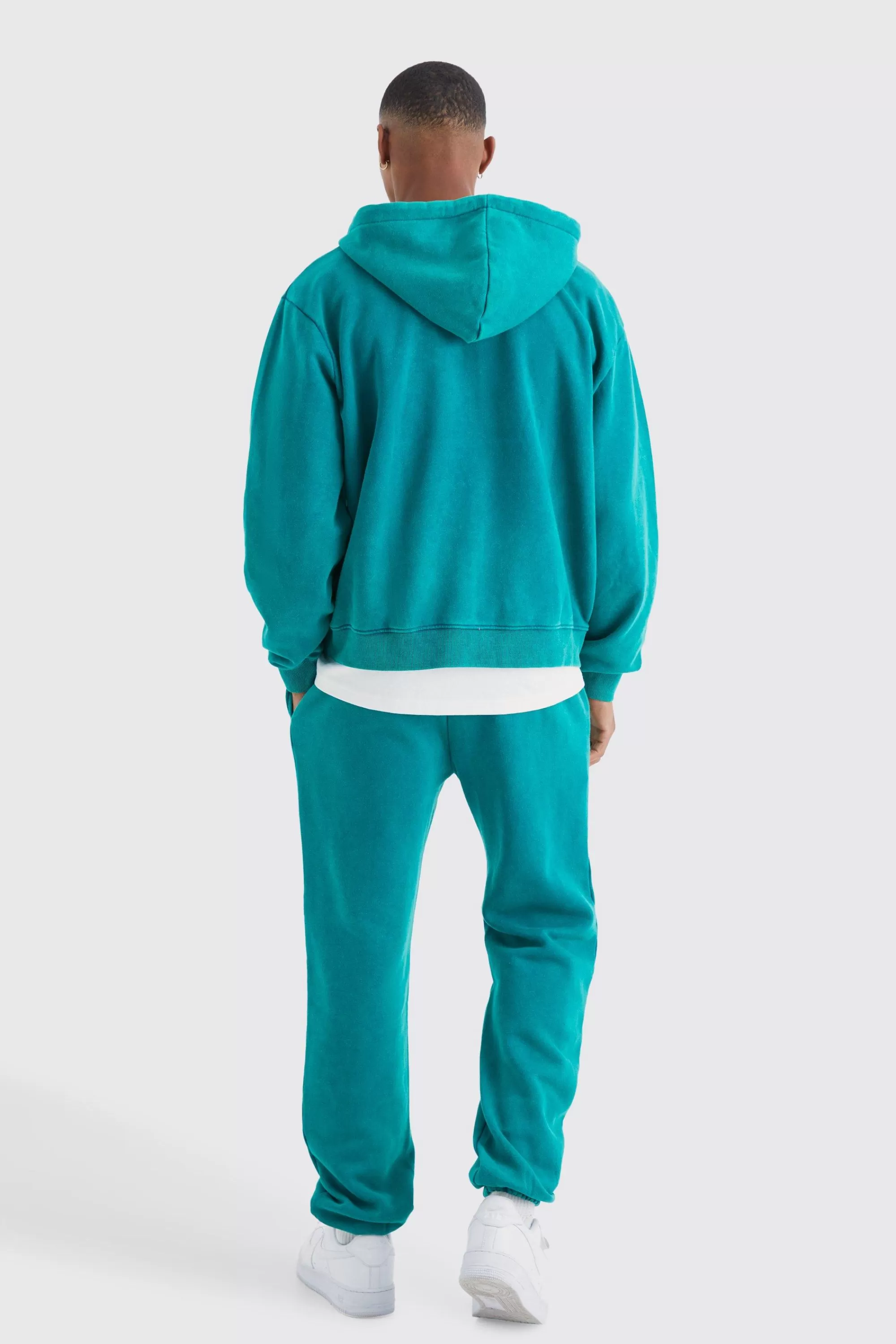 boohooMAN Oversized Man Boxy Zip Through Washed Hoodie | UK