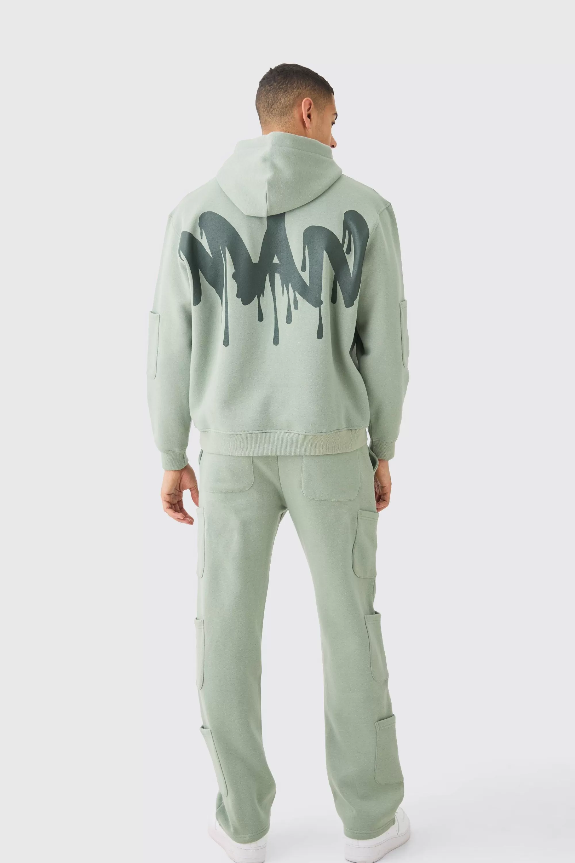 boohooMAN Oversized Man Drip Multi Pocket Hooded Tracksuit | UK