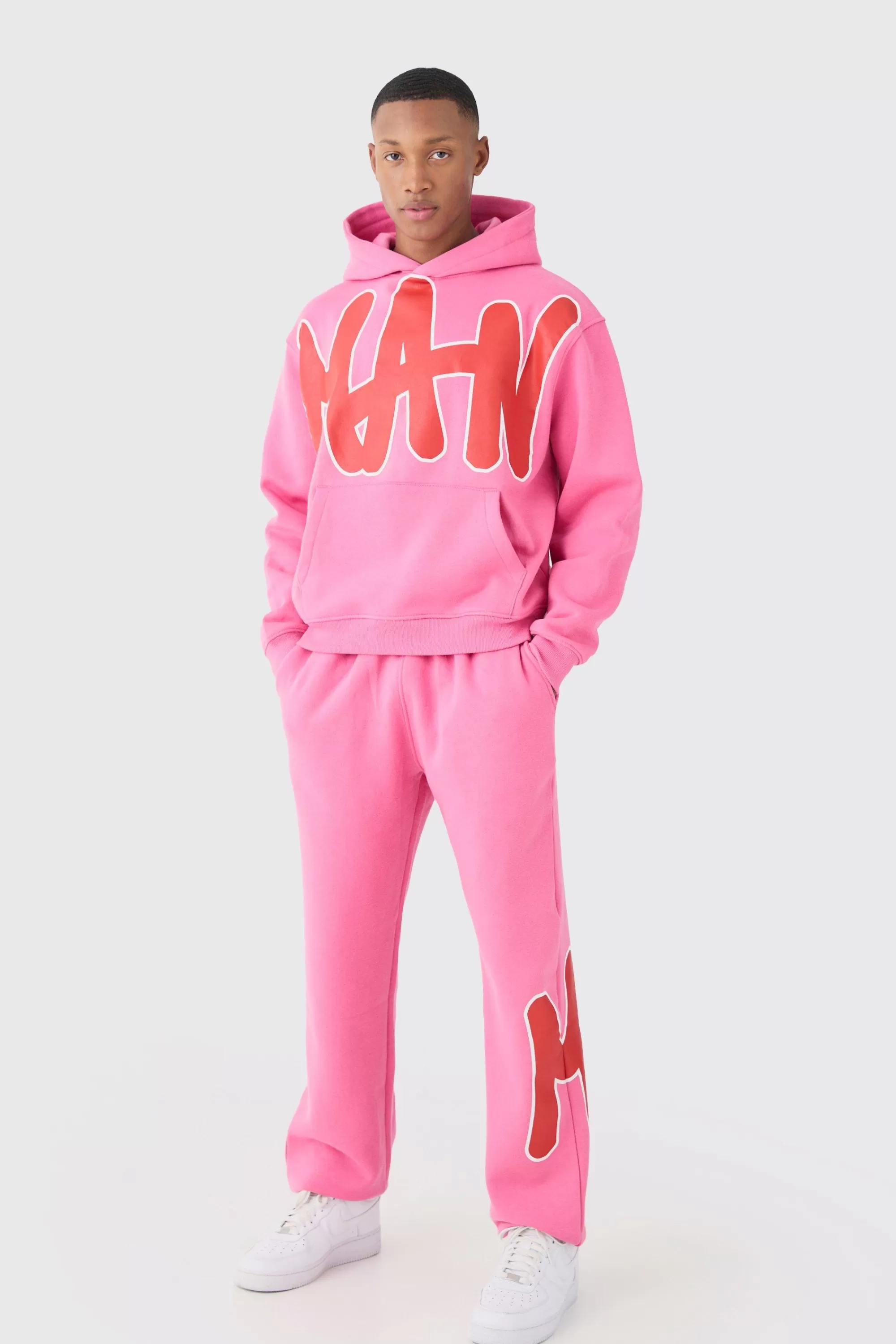 boohooMAN Oversized Man Graphic Hooded Tracksuit | UK