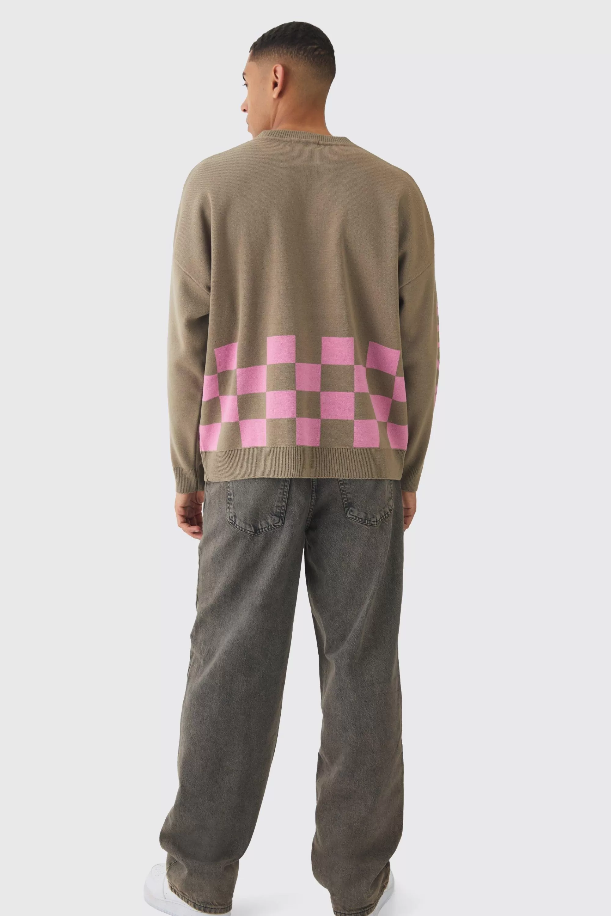 boohooMAN Oversized Moto Graphic Jumper In | UK