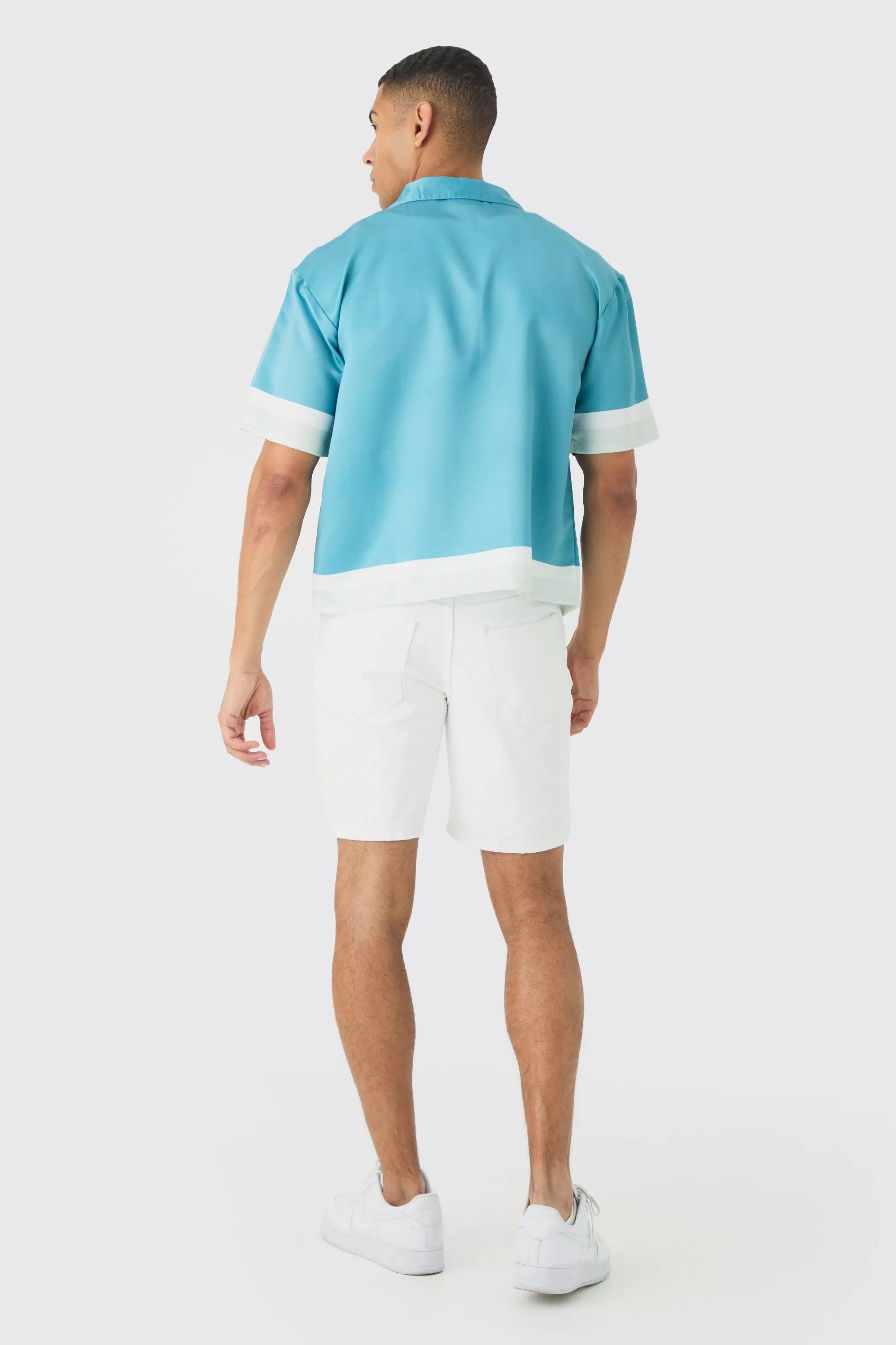 boohooMAN Oversized Moto Graphic Satin Shirt | UK