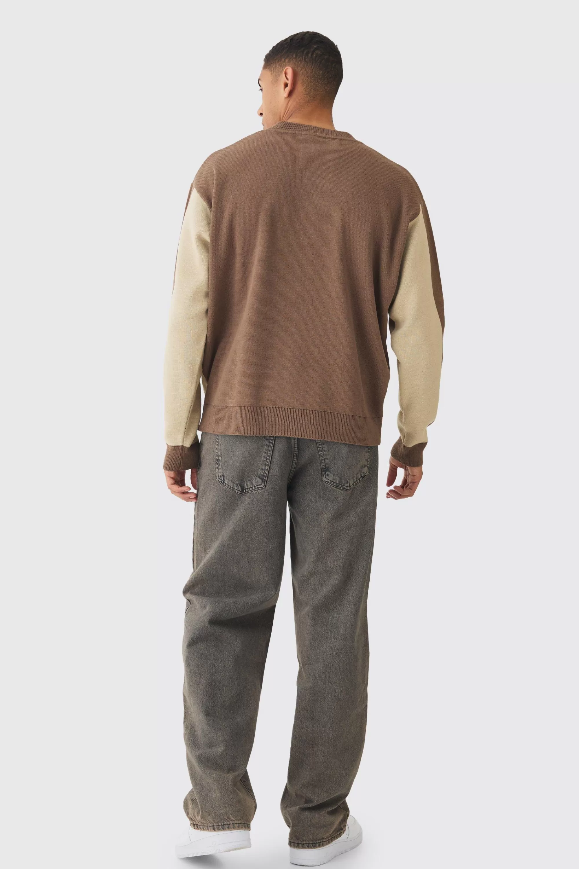 boohooMAN Oversized Moto Stripe Knitted Jumper | UK
